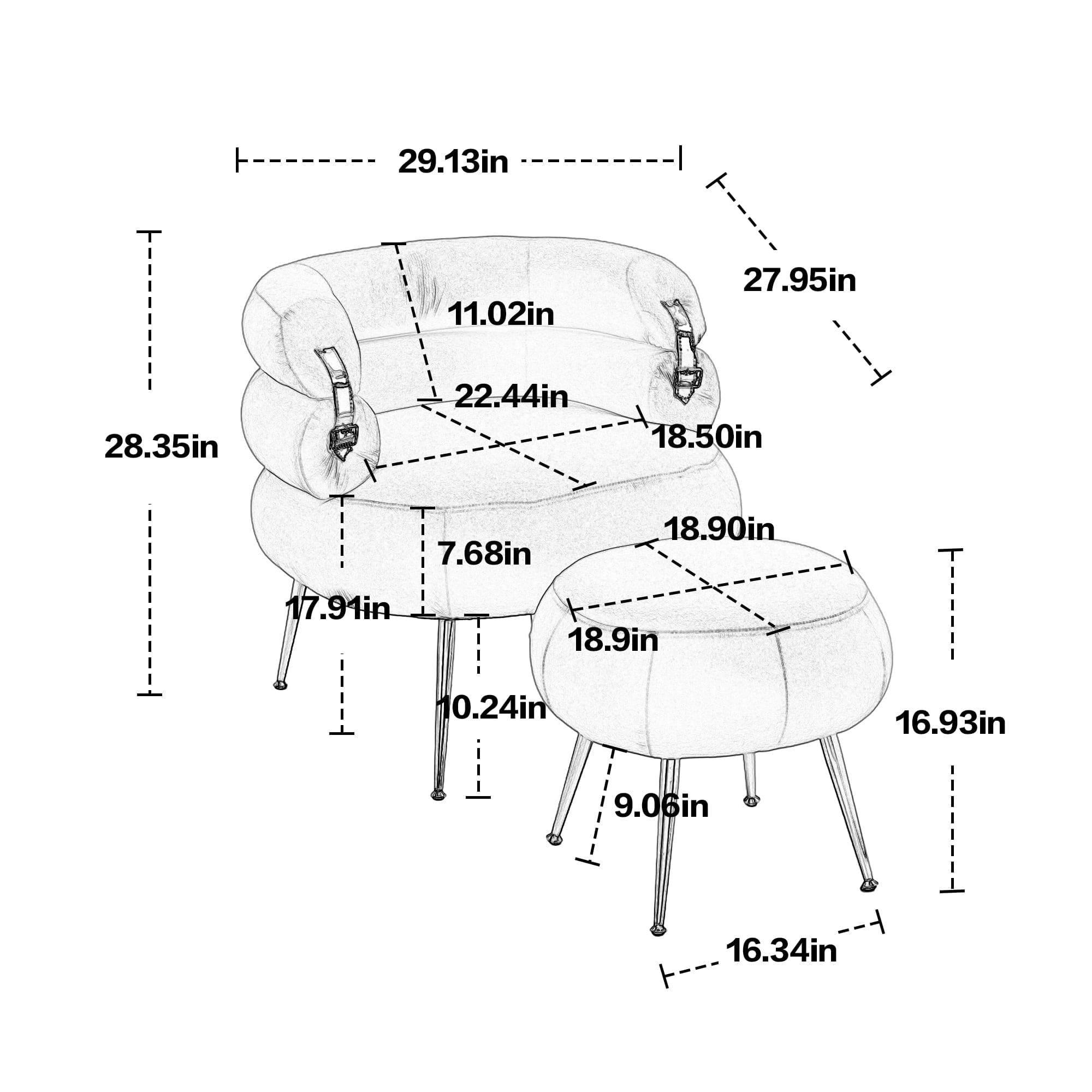 COOLMORE Velvet Accent Chair Modern Upholstered Armchair Tufted Chair with Metal Frame, Single Leisure Chairs  for Living Room Bedroom