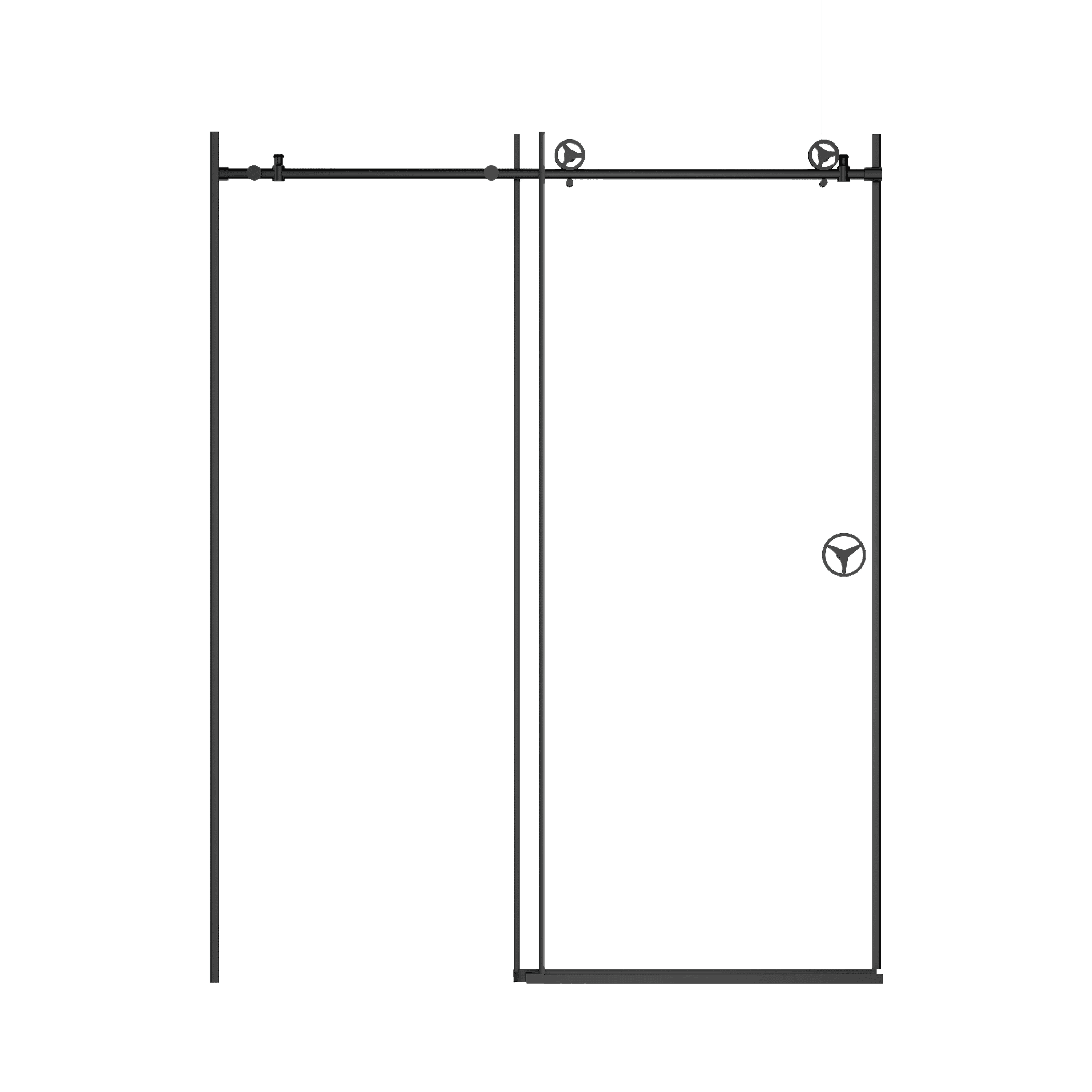 60 in. W x 76 in. HSliding Frameless Shower Door in Matte Black with Clear Glass