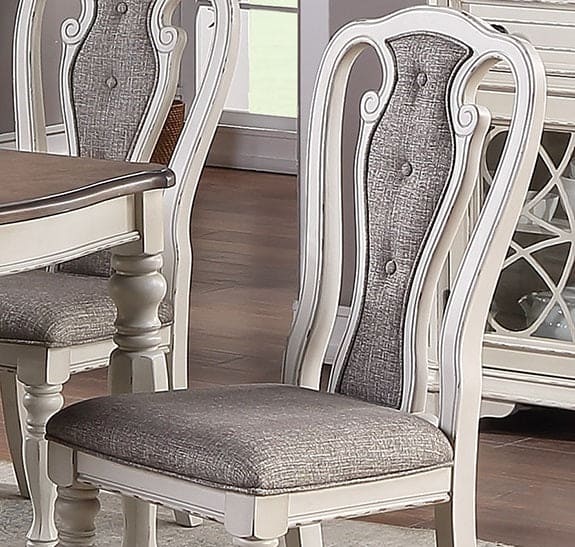 Set of 2 Dining Chairs Grey Upholstered Tufted unique Design Chairs Back Cushion Seat Dining Room