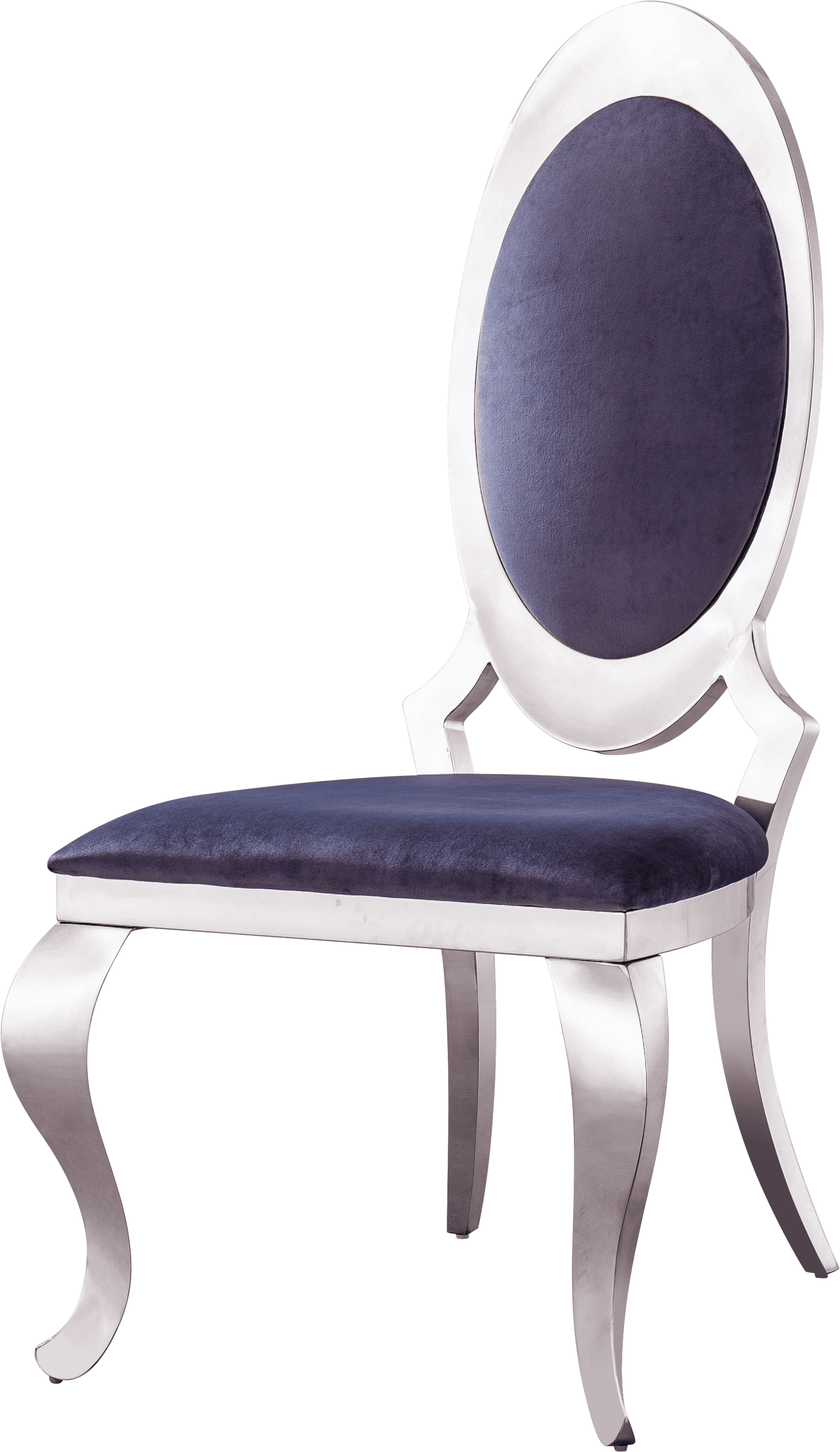 Velvet Dining Chair with Oval Backrest Set of 2, Stainless Steel Legs, Size: 22"Lx26"Dx44"H