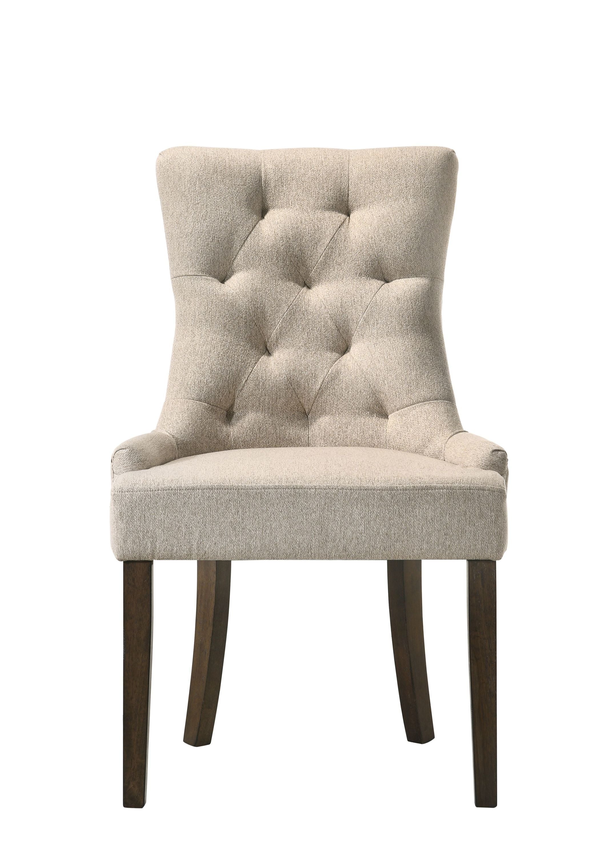 ACME Farren Side Chair, Beige Fabric & Espresso Finish 77172