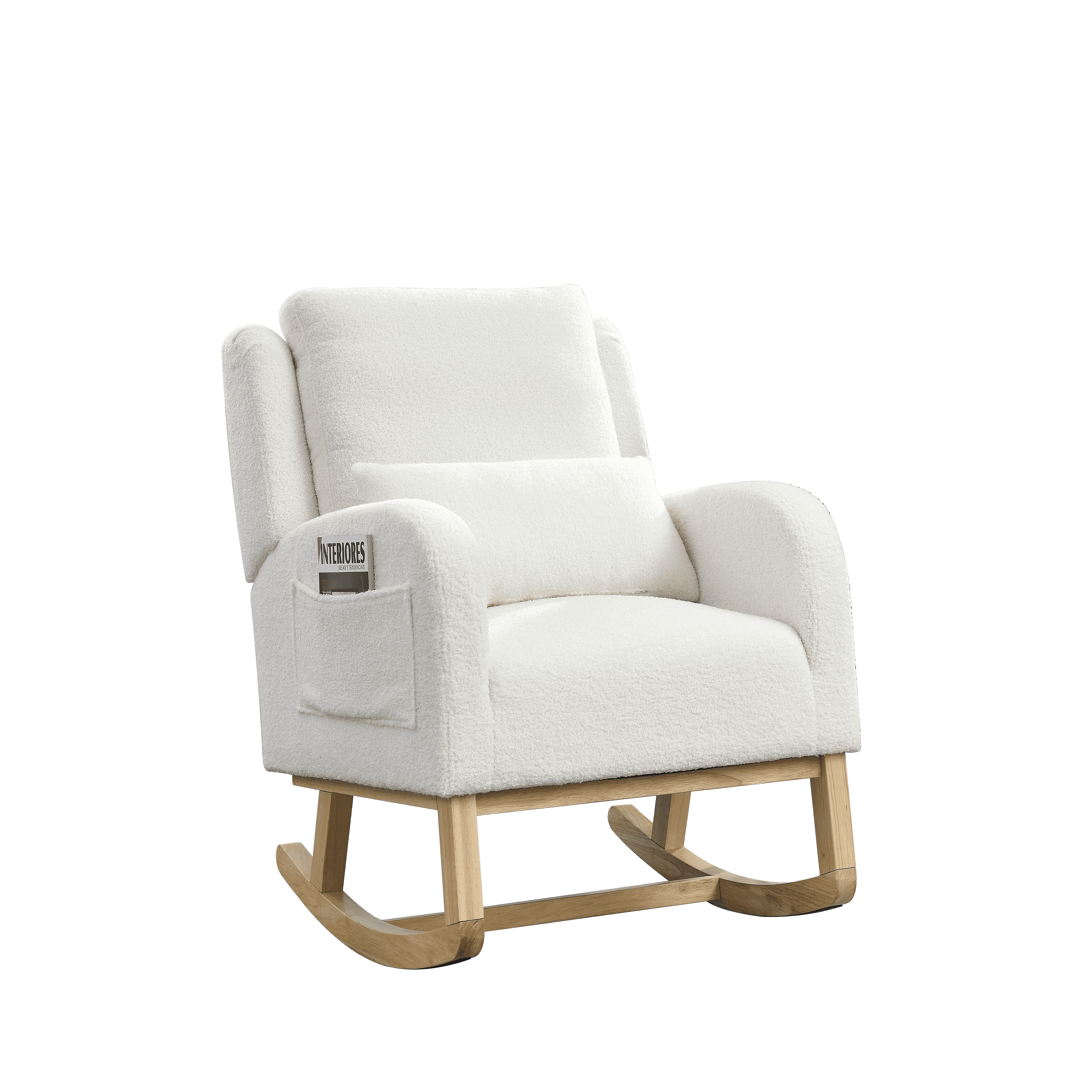 [Video] Welike 27.5 "W Modern Accent High Back Living Room Casual Armchair Rocker with One Lumbar Pillow, Two Side Pockets,Teddy White (Ivory)