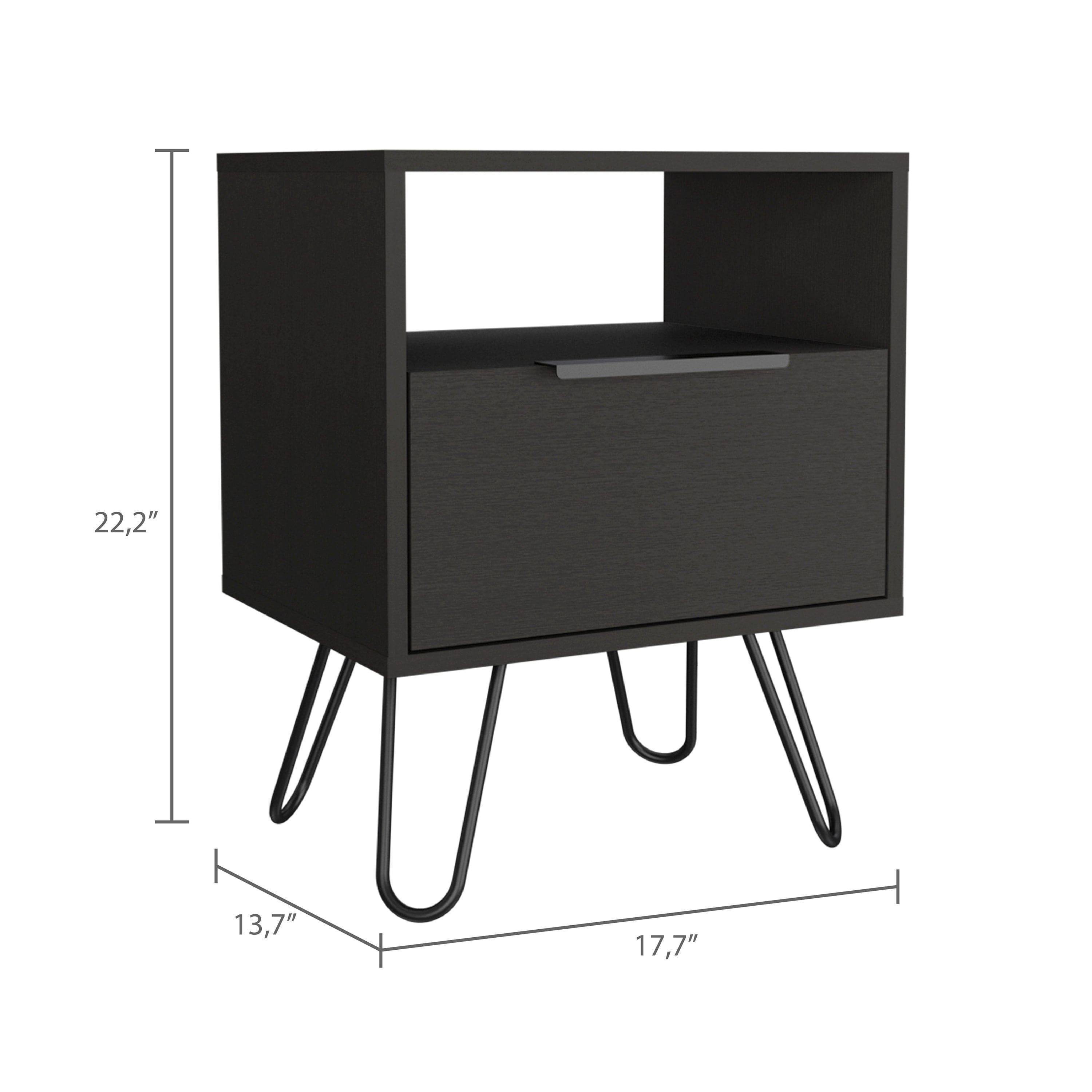 Eagle Creek 1-Shelf 1-Drawer Nightstand Black Wengue