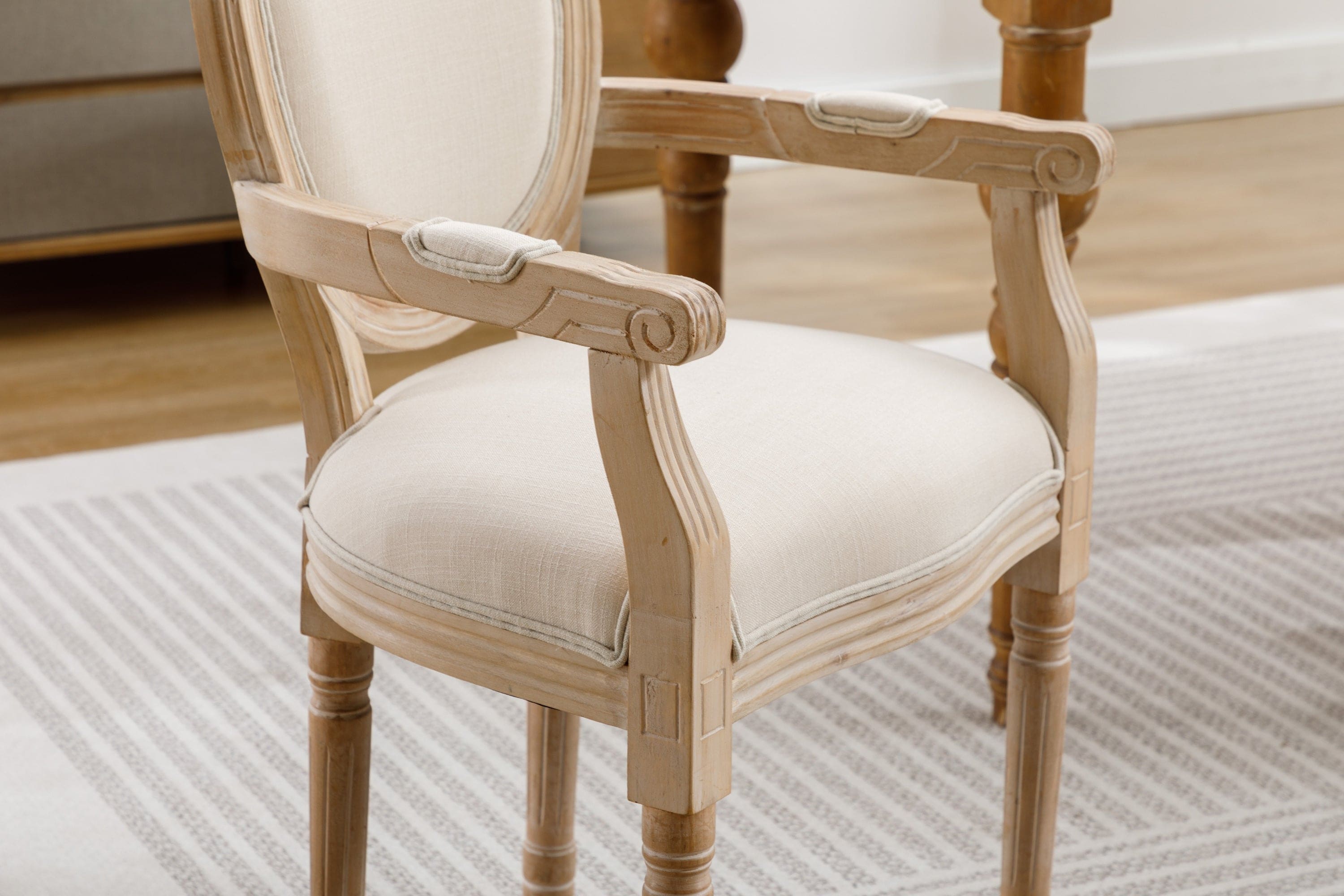 French Style Solid Wood Dining Chair,Set of 2,Cream