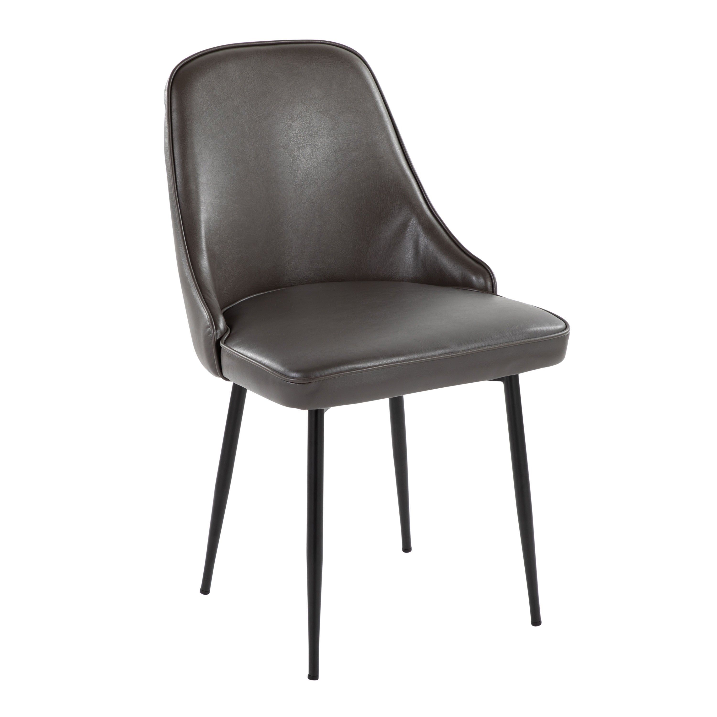 Marcel Contemporary Dining Chair with Black Frame and Grey Faux Leather by LumiSource - Set of 2