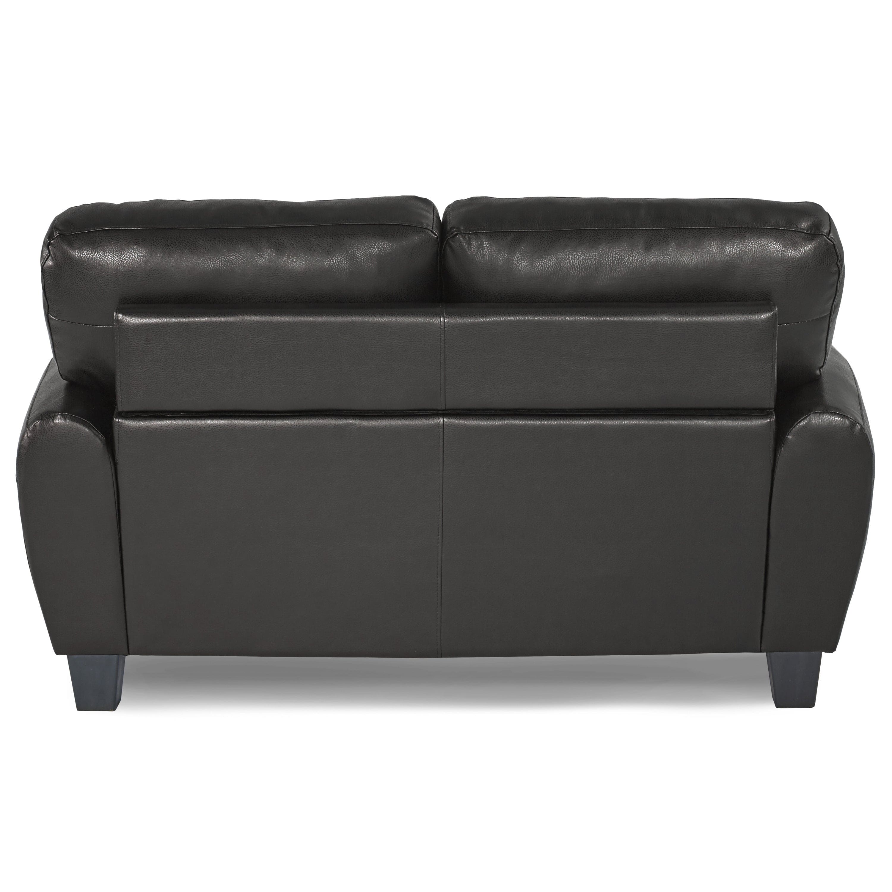 Modern Living Room Furniture 1pc Loveseat Black Faux Leather Covering Retro Styling Furniture