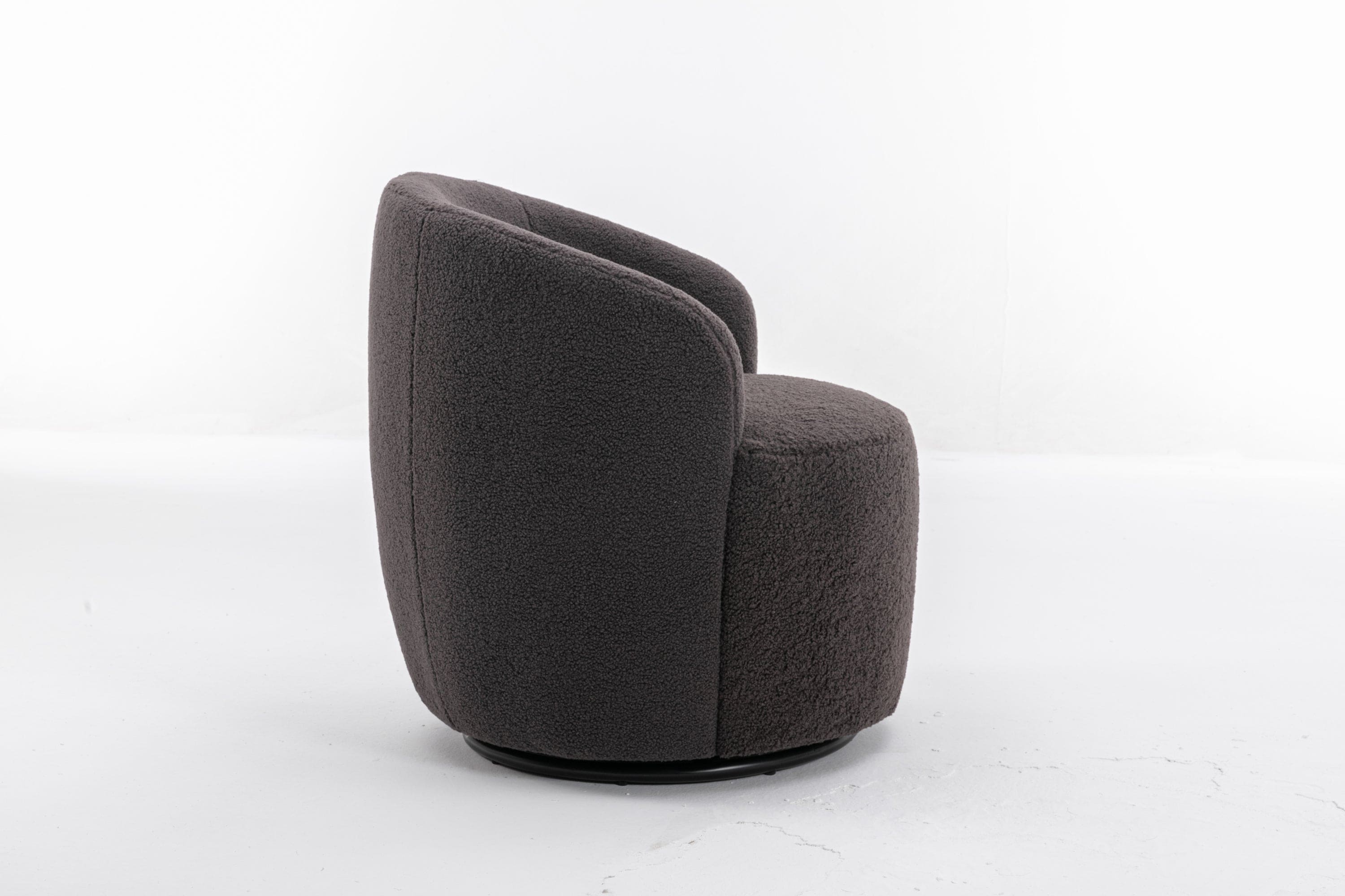 Teddy Fabric Swivel Accent Armchair Barrel Chair With Black Powder Coating Metal Ring,Dark Gray