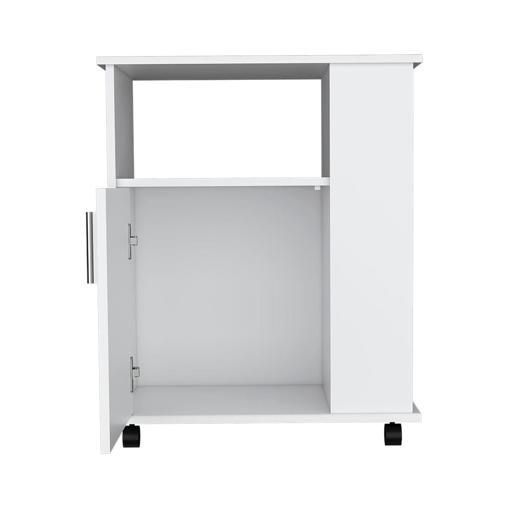 Kitchen Cart Newark, Three Side Shelves, White Finish