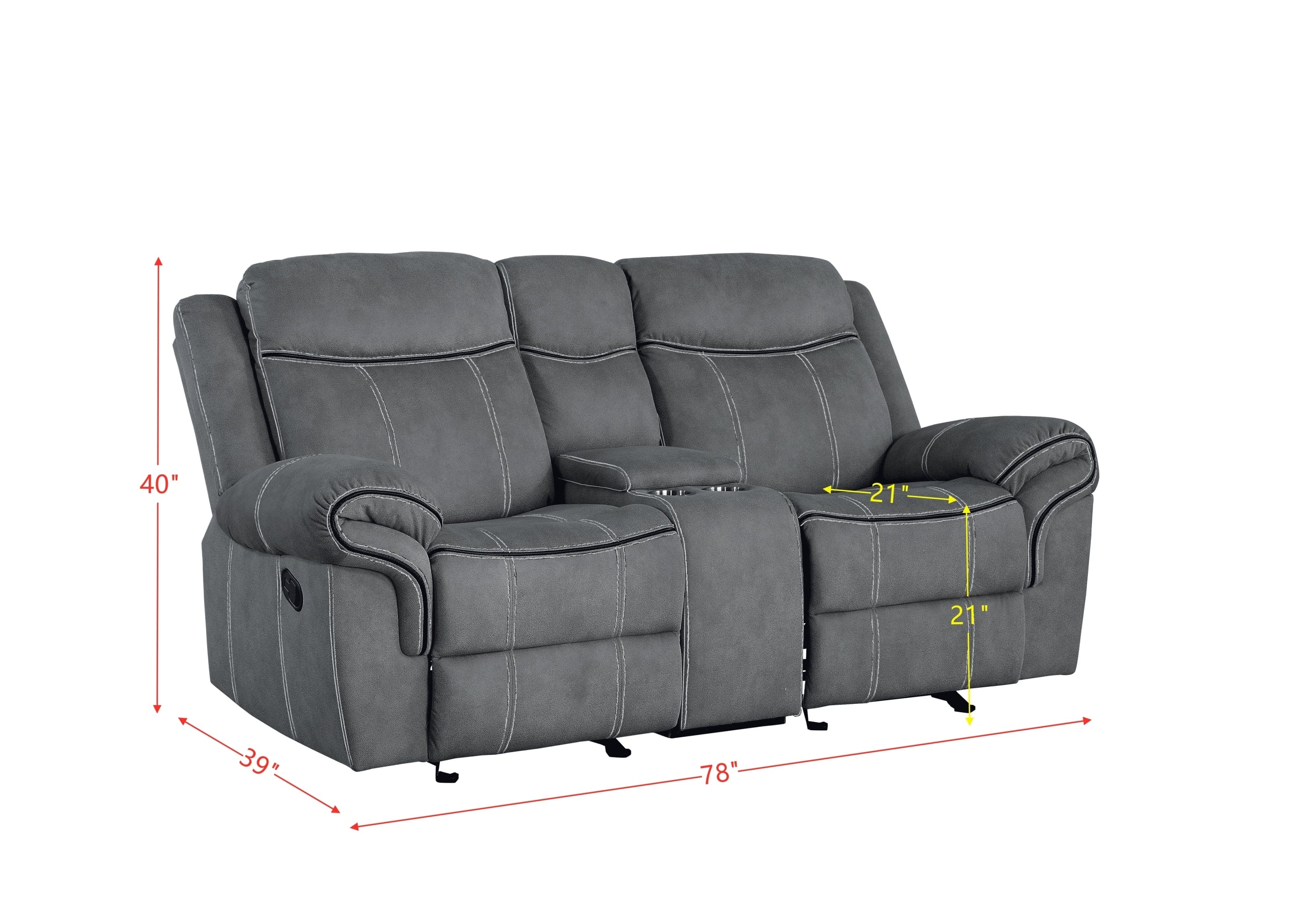 ACME Zubaida Loveseat w/Console (Glider & Motion), 2-Tone Gray Velvet 55026