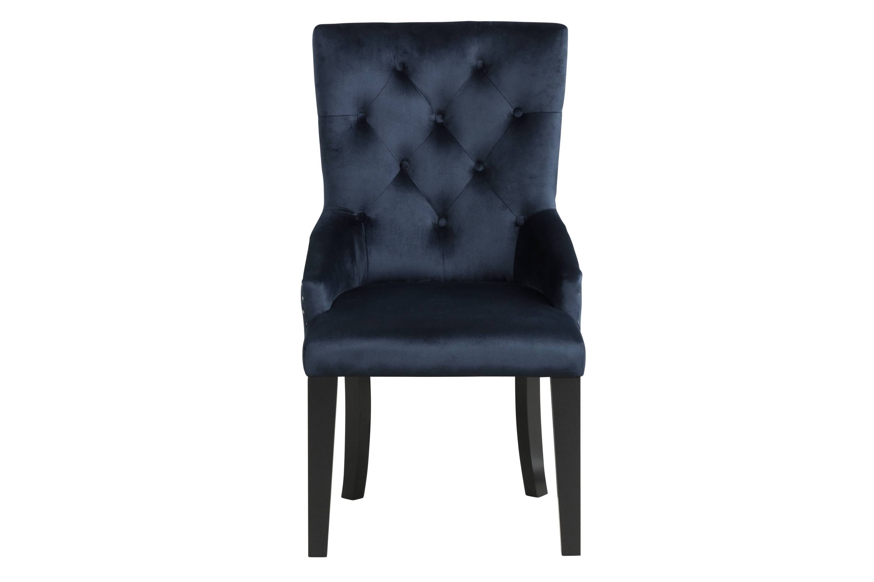 ACME Varian II Side Chair (1 Pc) in Black Velvet & BLACK & Sliver FINISH DN00592