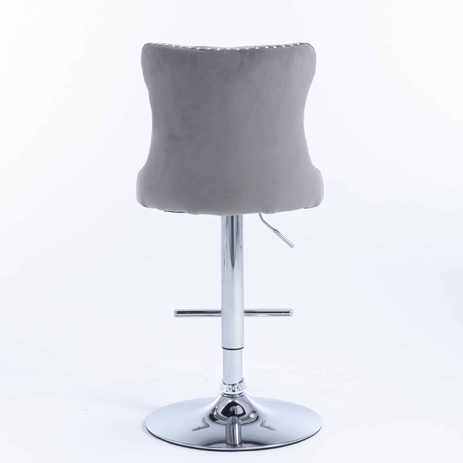 A&A Furniture,Swivel Velvet Barstools Gray Set of 2