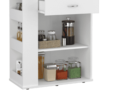 DEPOT E-SHOP Victoria Pantry Double Door Cabinet, One Drawer, Two Shelves, Three Side Shelves, White