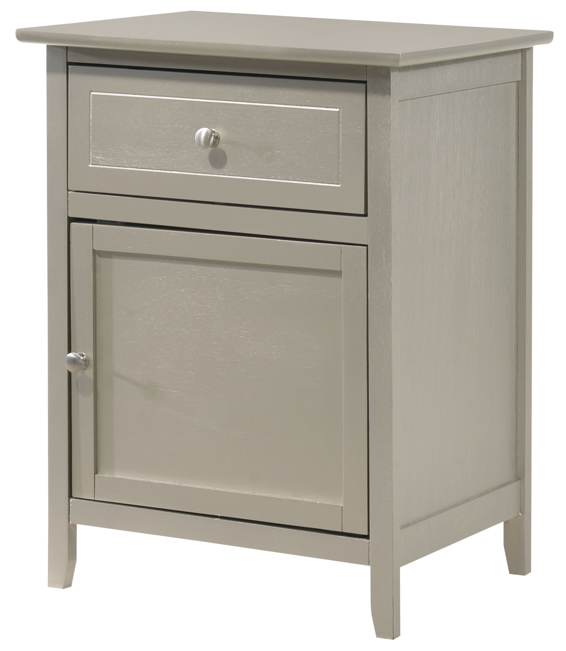 Glory Furniture Izzy G1403-N 1 Drawer /1 Door Nightstand , Silver Champagne