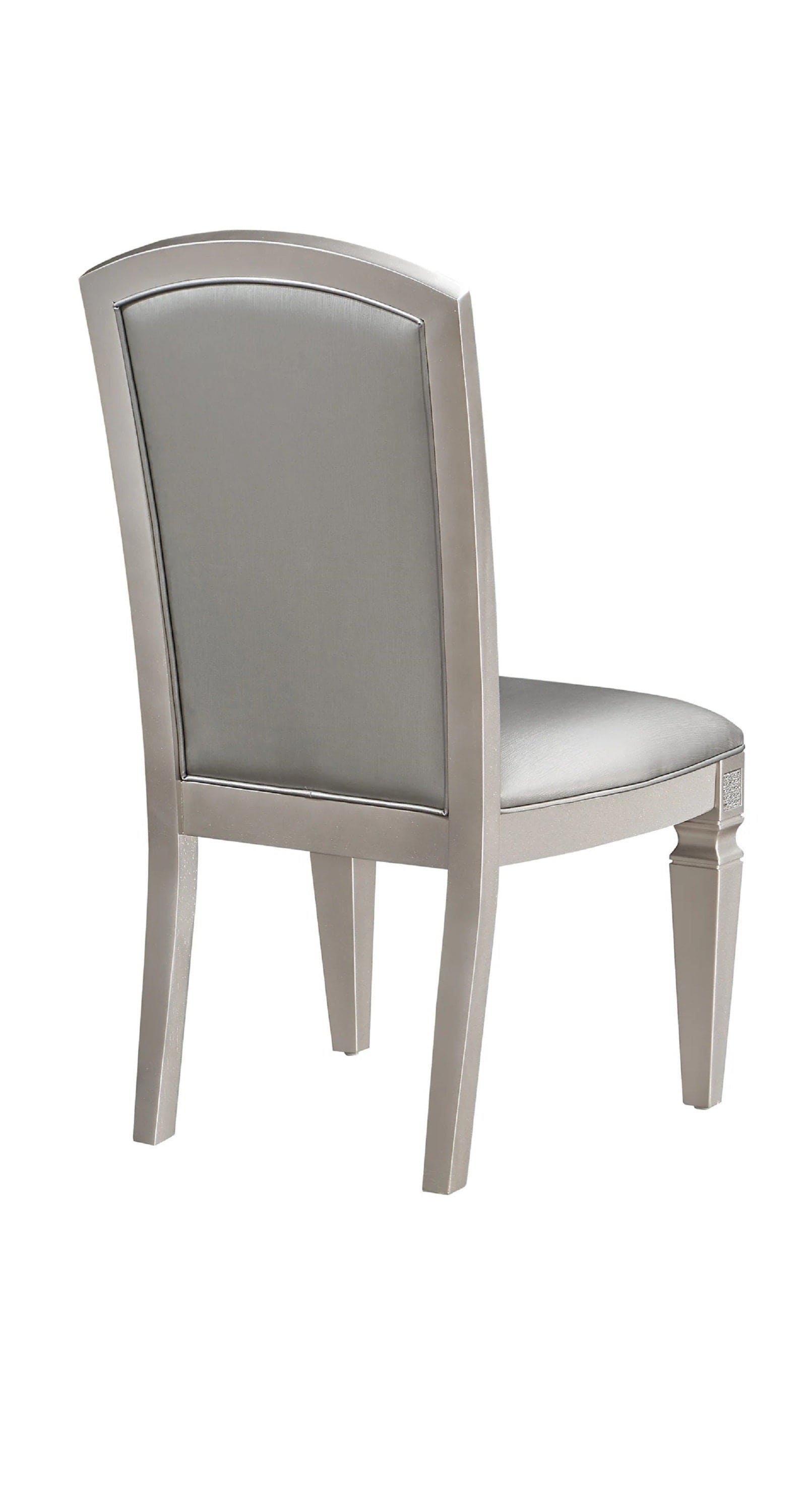 Luxury Formal Glam 2pc Set Dining Side Chair Silver Finish Sparkling Embellishments Surround