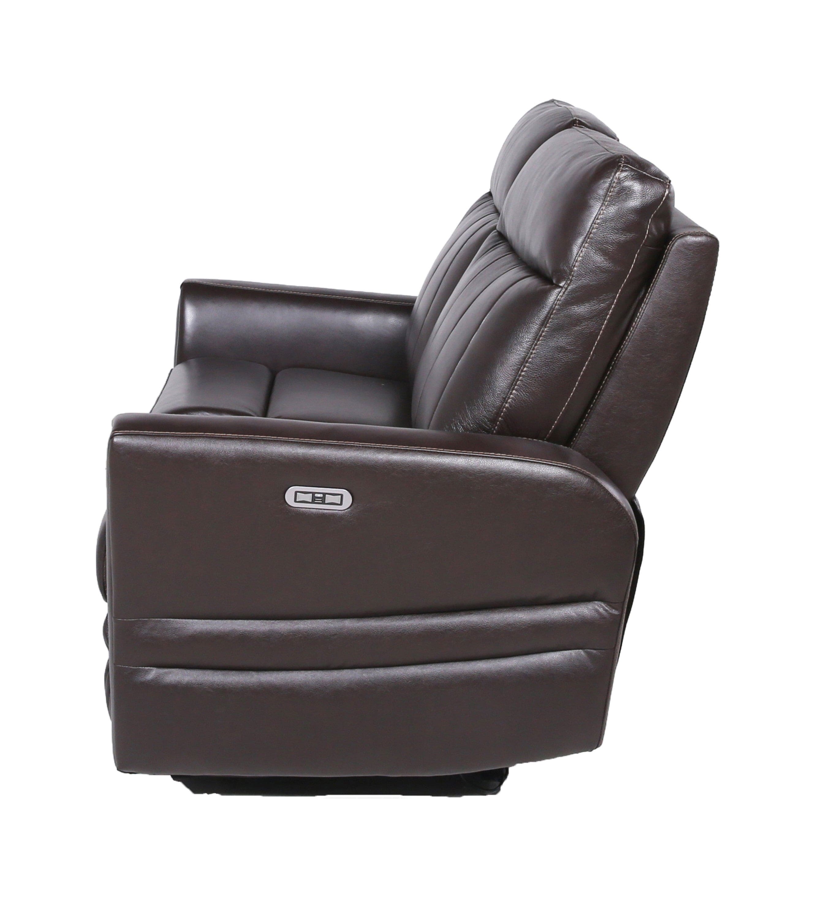 Sophisticated Motion Loveseat - Top-Grain Leather, Power Leg Rest, Power Articulating Headrest - Vertical Channel-Back, Beveled Leg Rest