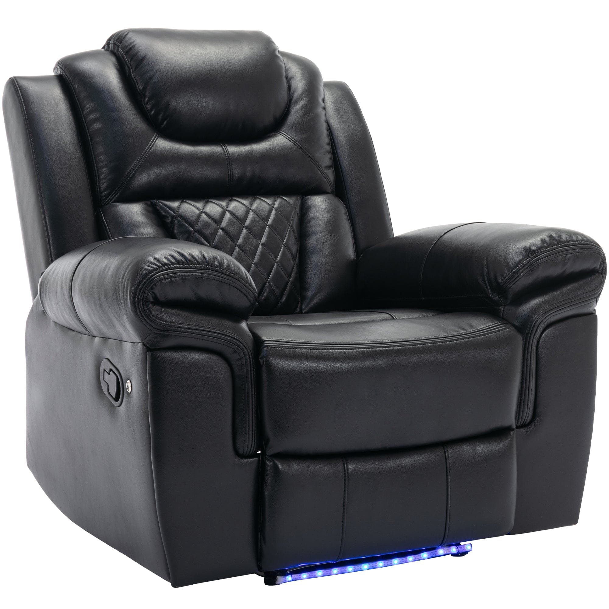 Home Theater Seating Manual Recliner Chair with LED Light Strip for Living Room,Bedroom, Black