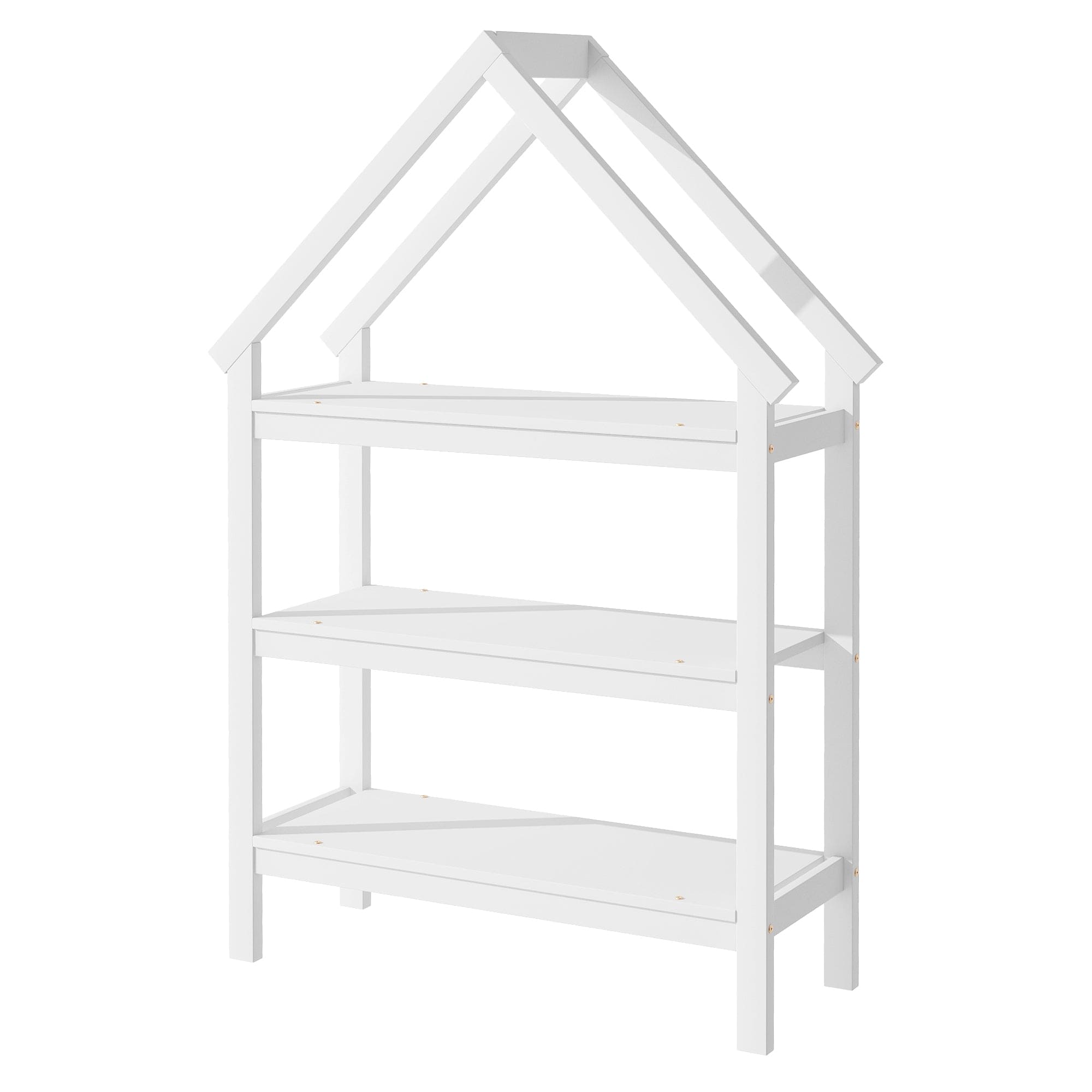 Twin House-Shaped Floor Bed with 2 Detachable Stands,White