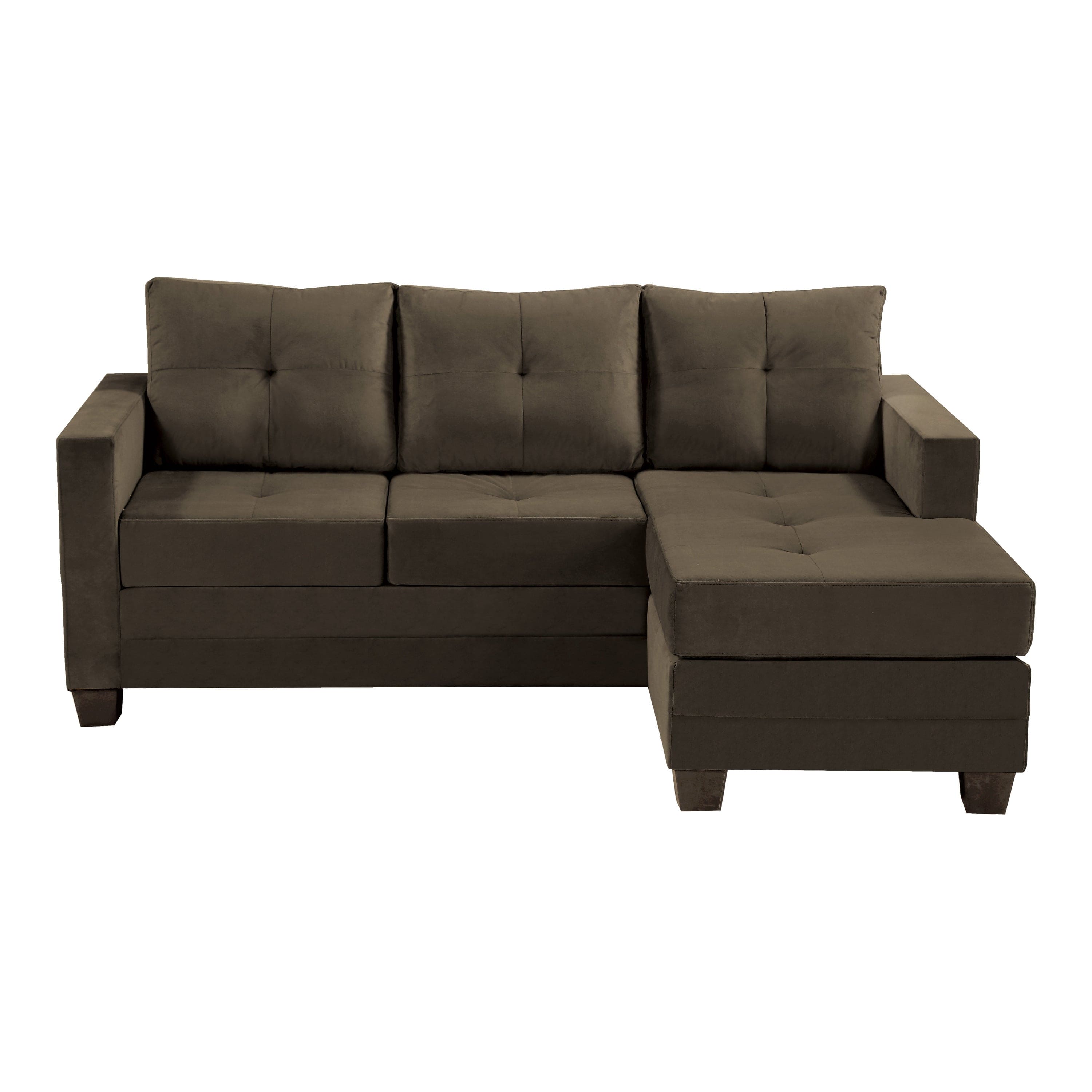 Unique Style Coffee Color 1pc Reversible Sofa Chaise Microfiber Fabric Upholstered Track Arms Tufted High Density Form Sectional Sofa