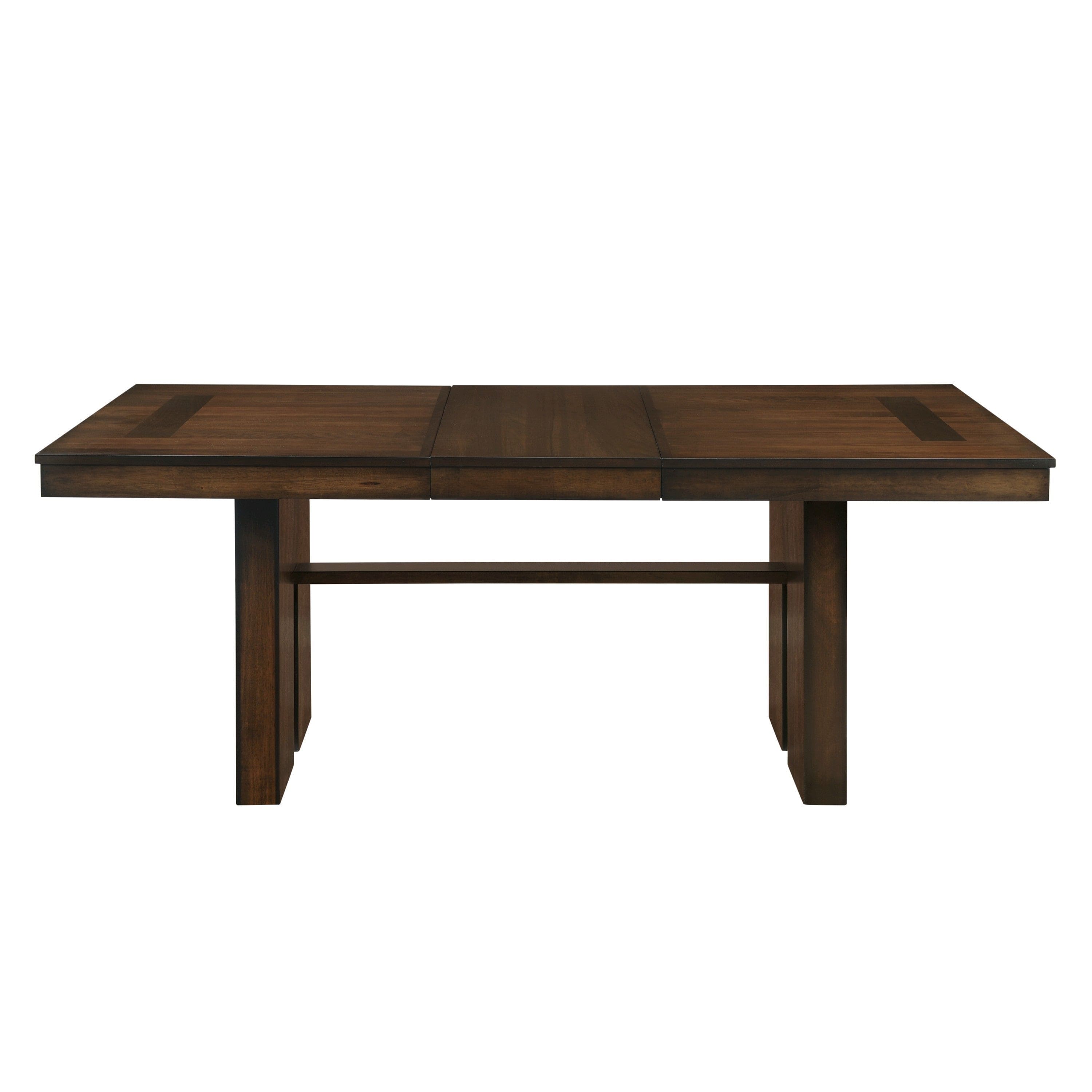 Contemporary Design Walnut Finish 1pc Dining Table With Self-Storing Leaf Wooden Furniture