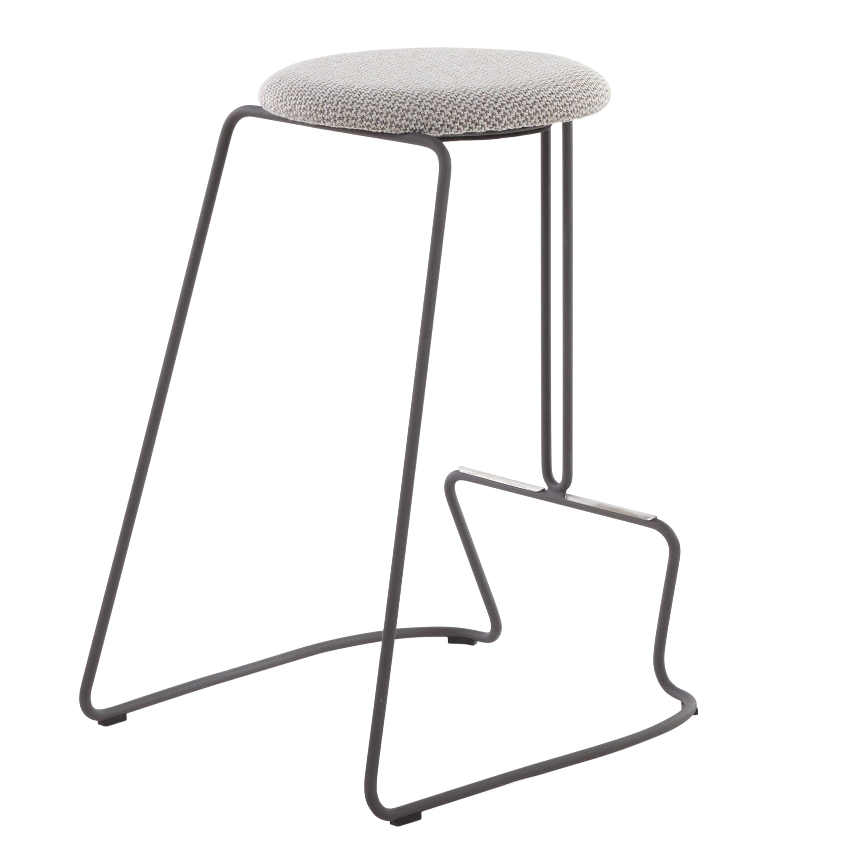 Finn Contemporary Counter Stool in Black Steel and Light Grey Fabric by LumiSource - Set of 2