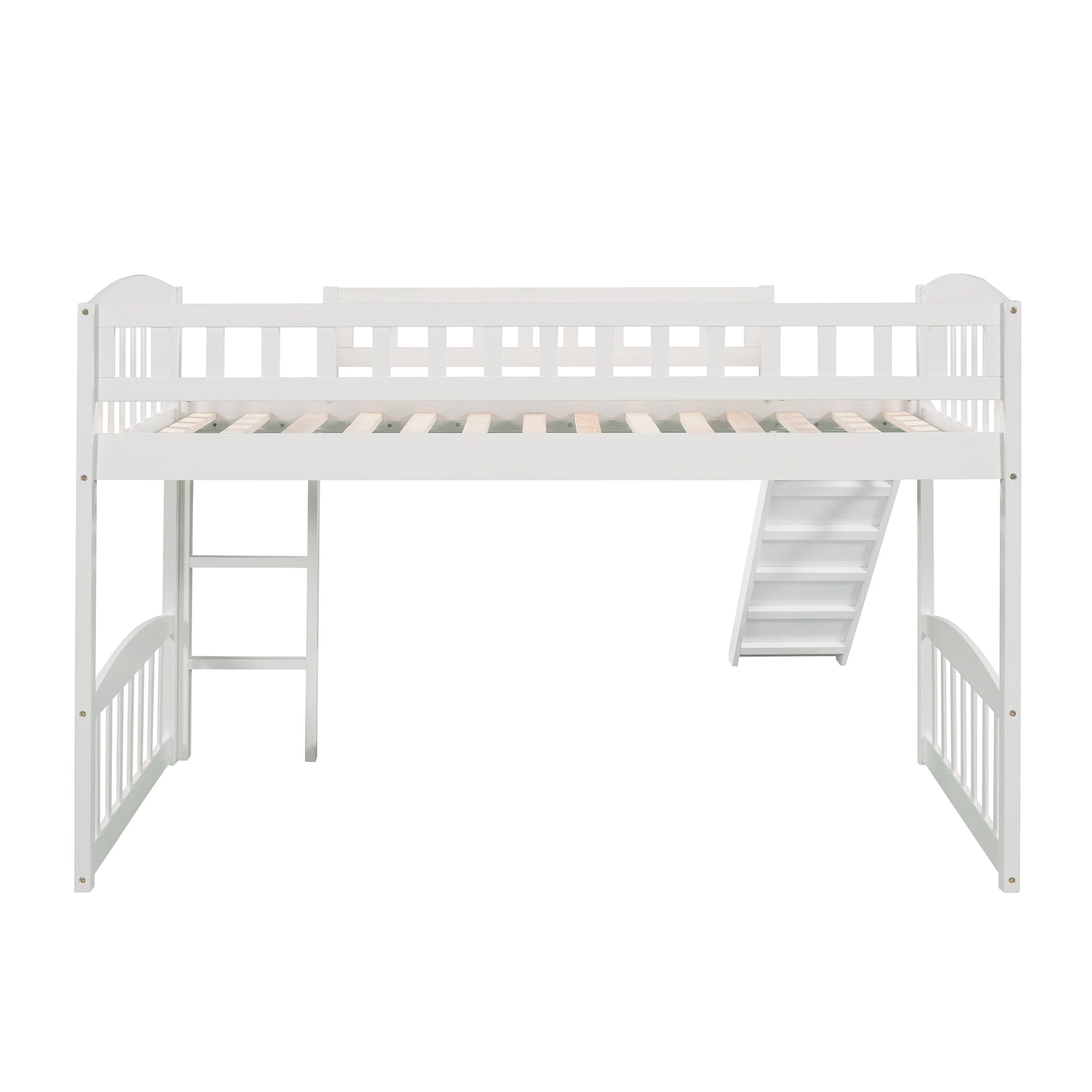 Twin size Loft Bed with Slide and Ladder, White(OLD SKU: LP000504AAK)