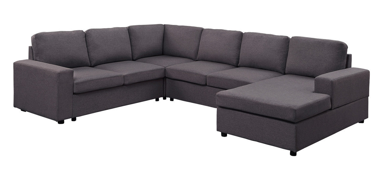 Warren Sectional Sofa with Reversible Chaise in Dark Gray Linen