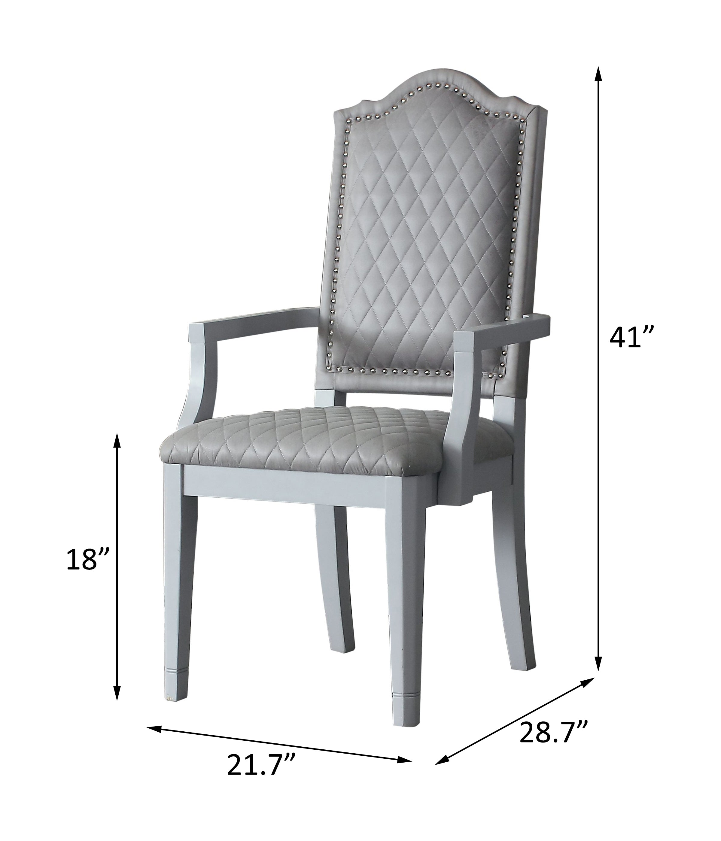 ACME House Marchese Arm Chair, Two Tone Gray Fabric & Pearl Gray Finish 68863