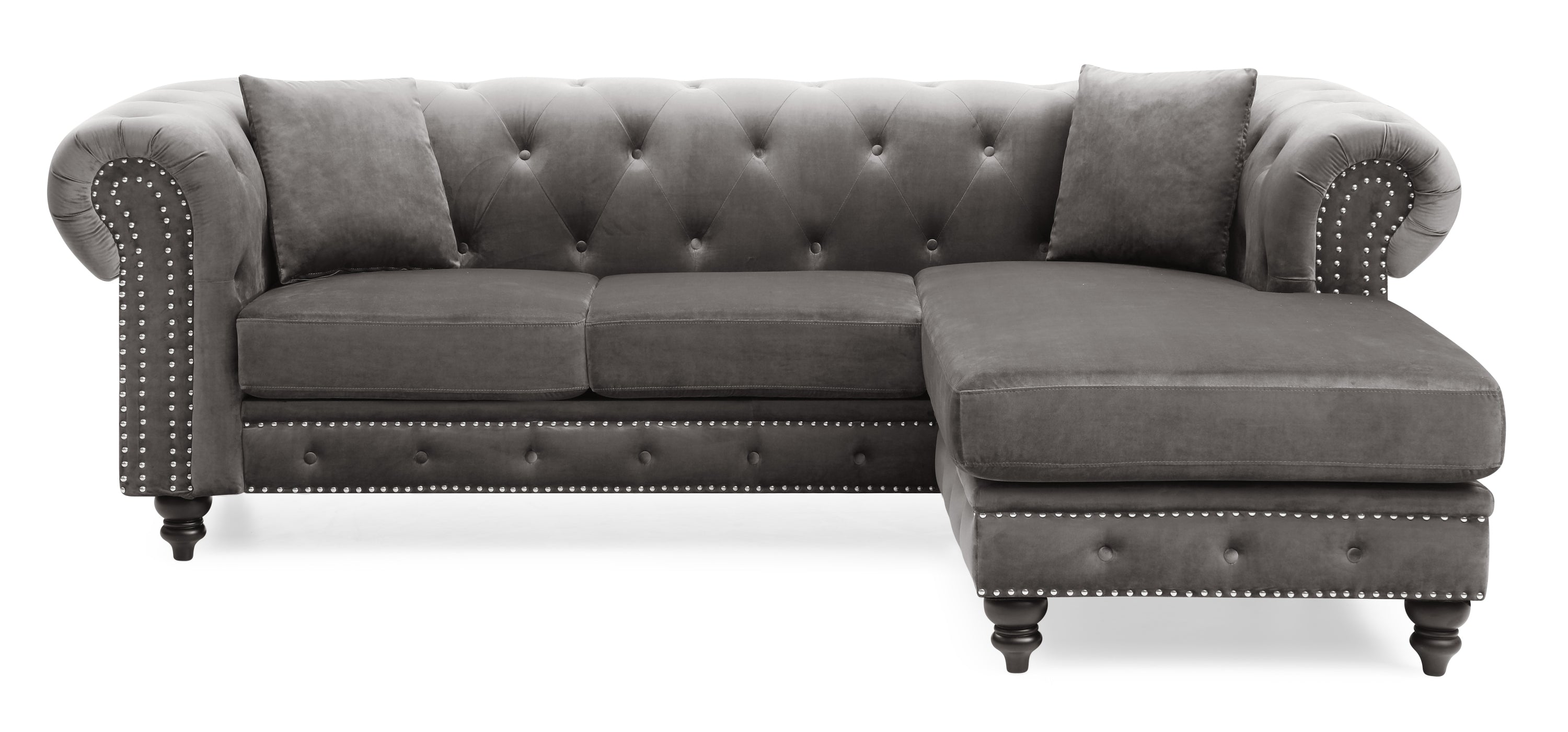 Glory Furniture Nola G0350B-SC Sofa Chaise ( 3 Boxes ) , DARK GRAY