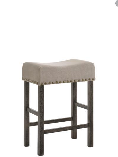 ACME Martha II Counter Height Stool (Set-2) in Tan Linen & Weathered Gray 73833