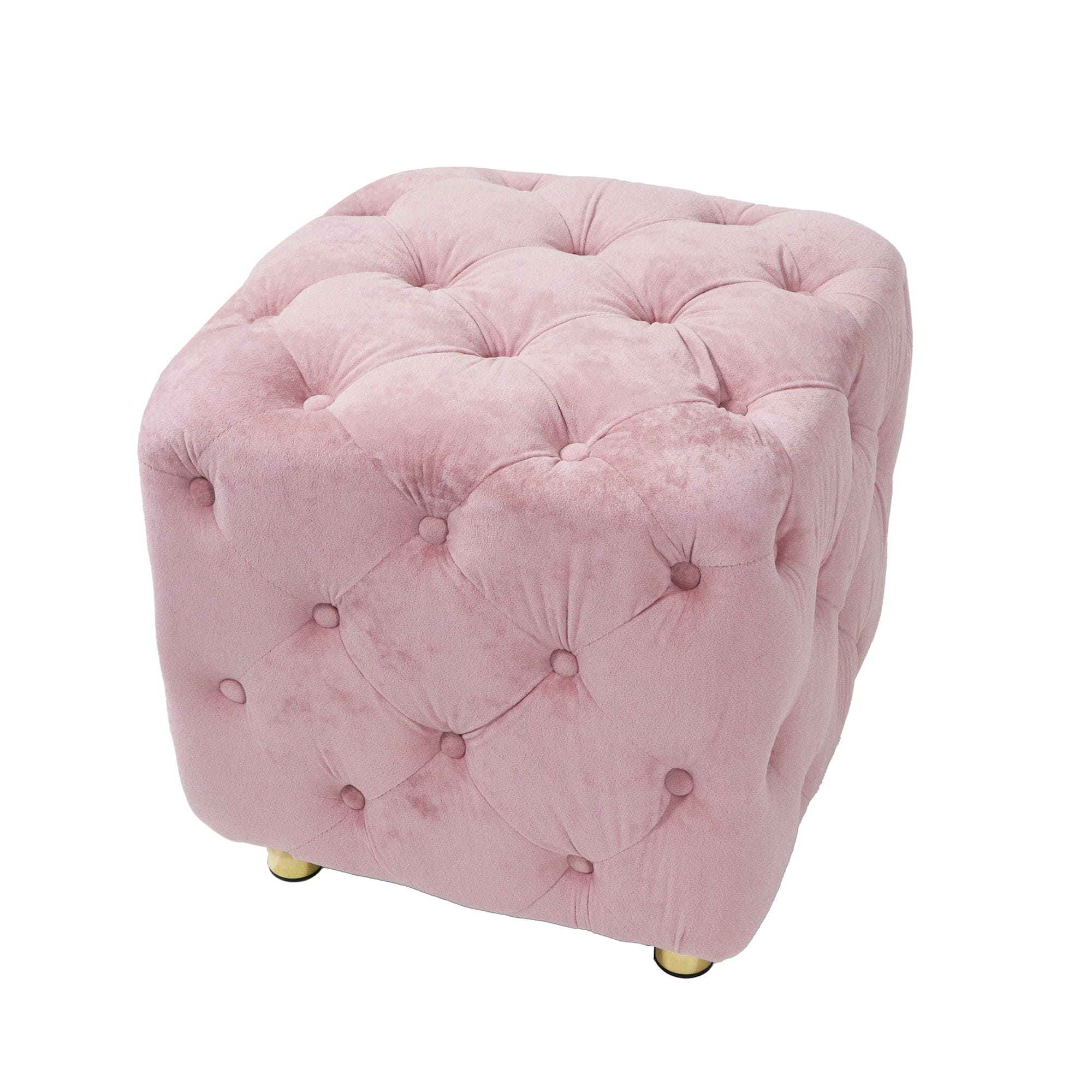 Pink Modern Velvet Upholstered Ottoman, Exquisite Small End Table, Soft Foot Stool,Dressing Makeup Chair, Comfortable Seat for Living Room, Bedroom, Entrance