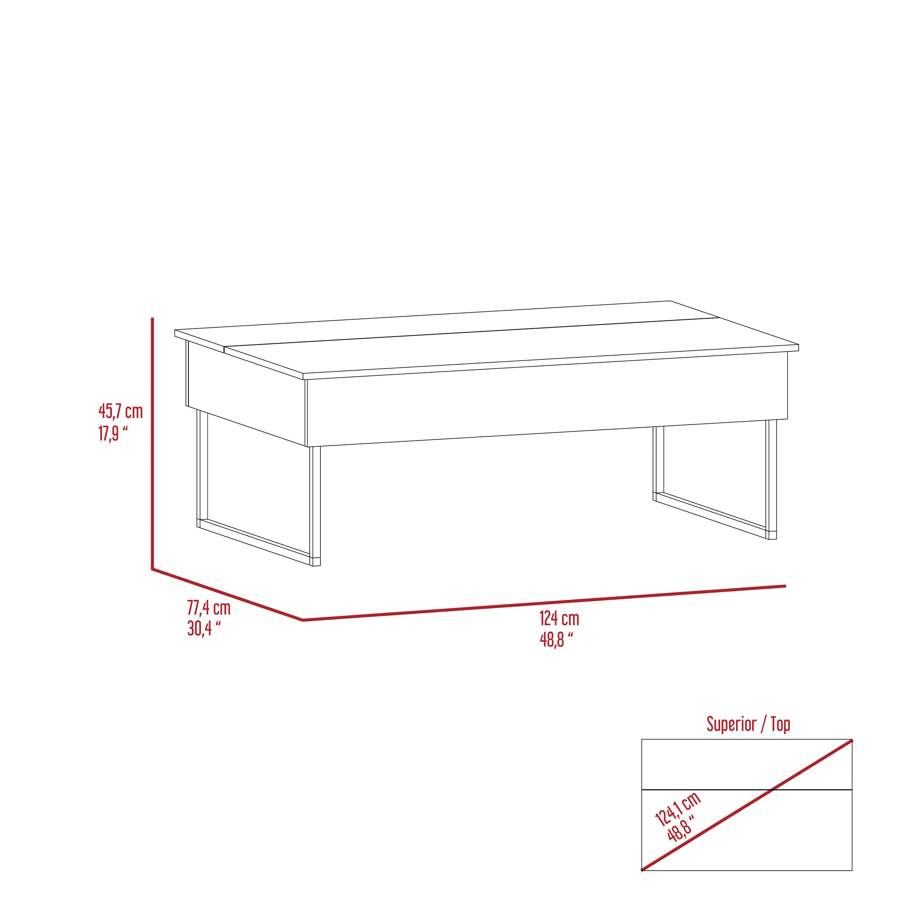 Lift Top Coffee Table Wuzz, Two Legs, Two Shelves, Carbon Espresso / Black Wengue Finish