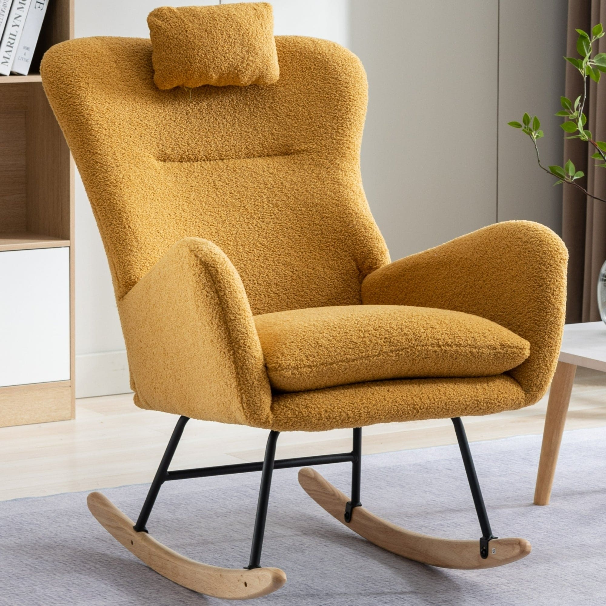 35.5 inch Rocking Chair with Pocket, (TURMERIC)