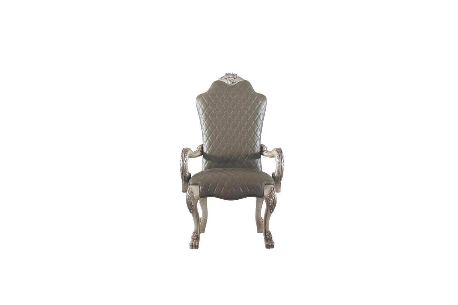 ACME Dresden Arm Chair (Set-2), Vintage Bone White & PU 68173