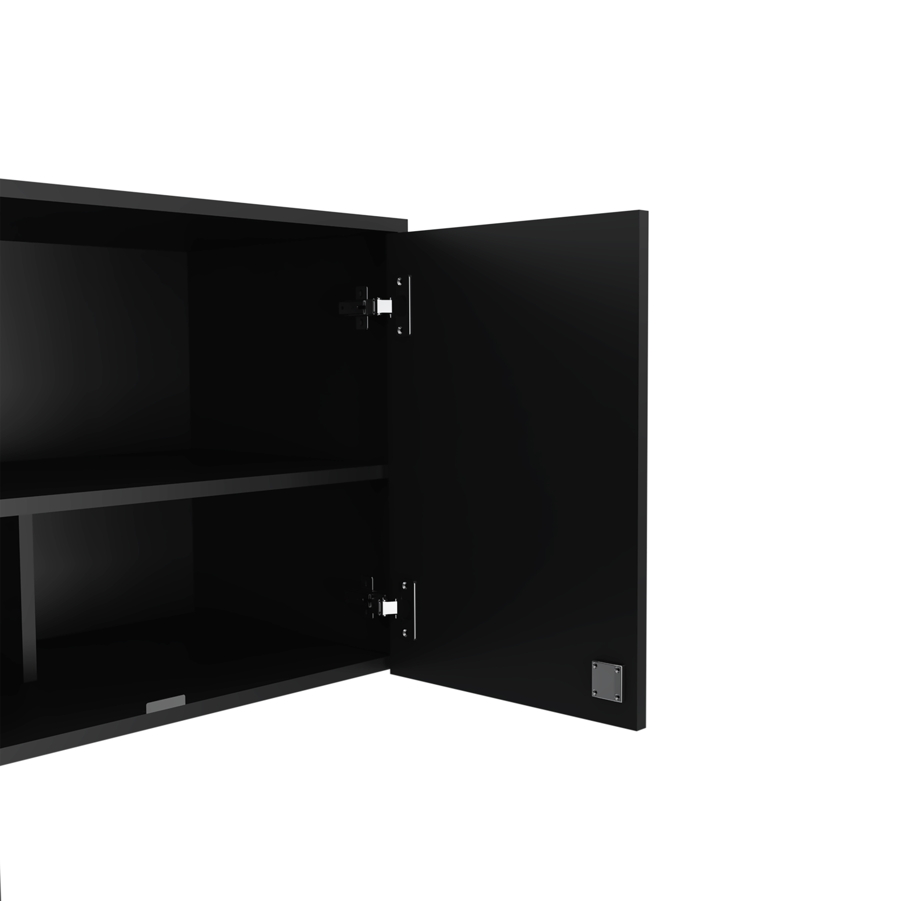 Wall Storage Cabinet Lions, 3 Shelves, Double Door, Black Wengue Finish