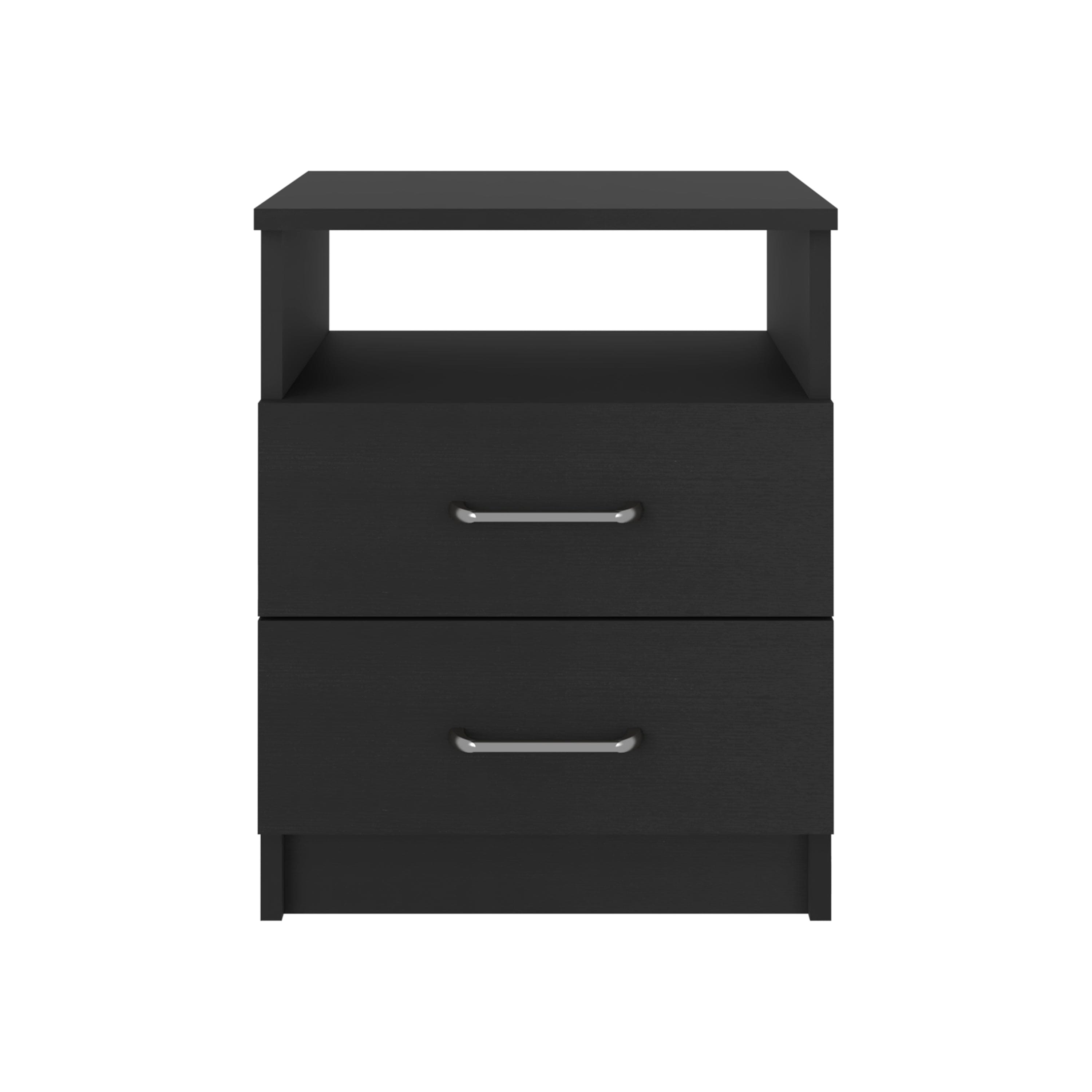 Nightstand Olivenza, Two Drawers, Black Wengue Finish