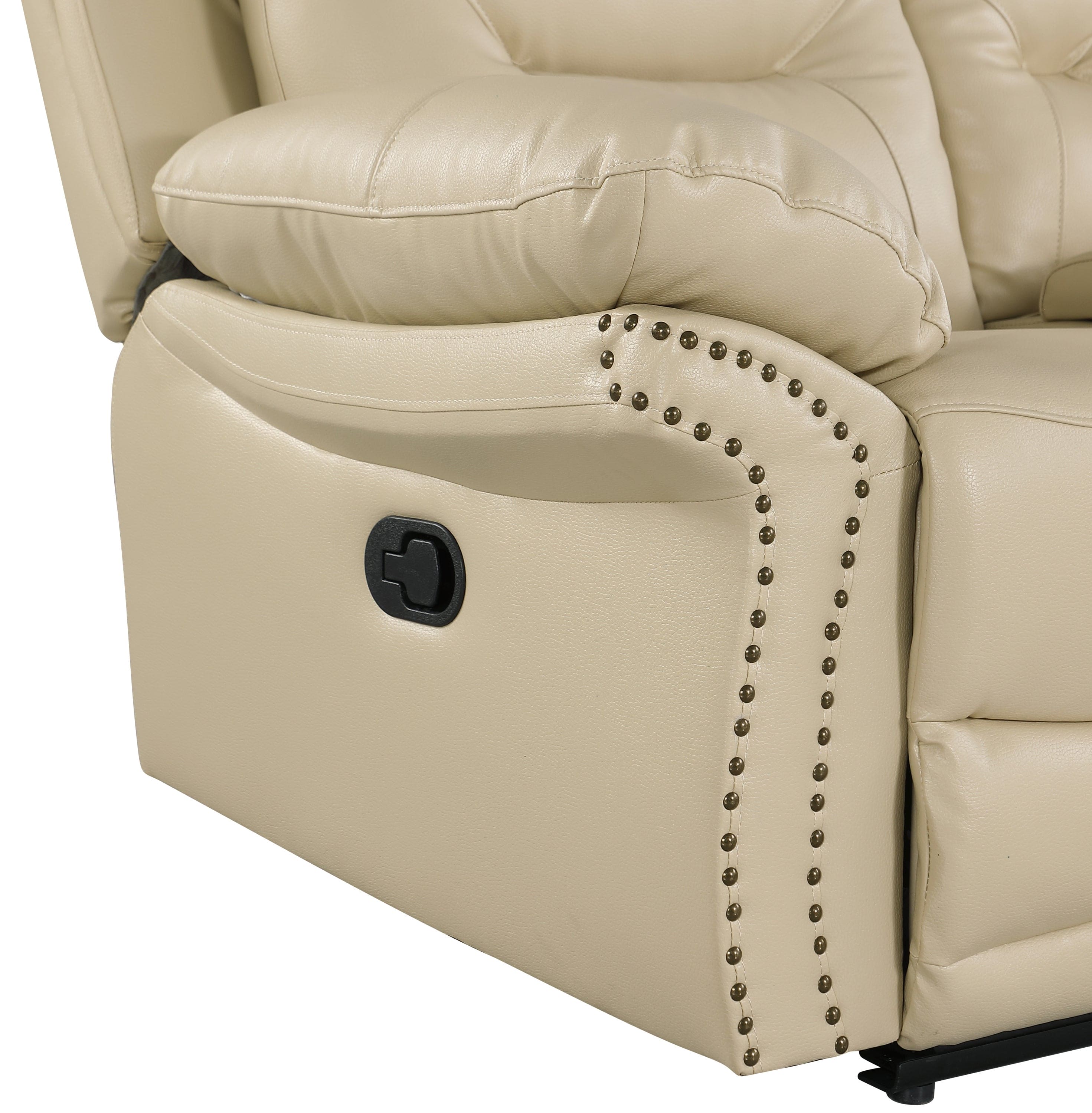 Global United  Leather Air Upholstered Reclining Console Loveseat with Fiber Back