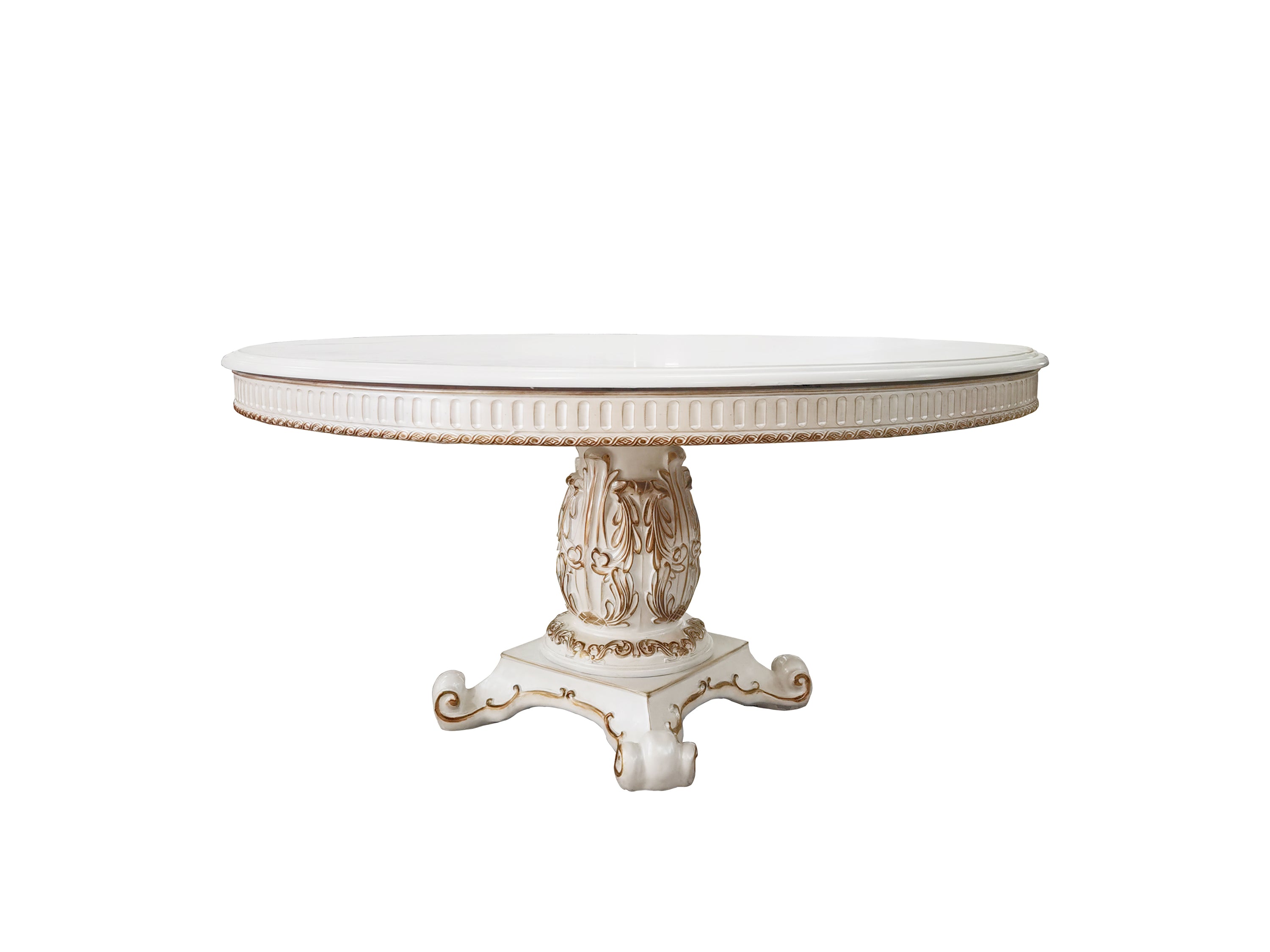 ACME Vendome DINING TABLE Antique Pearl Finish DN01222