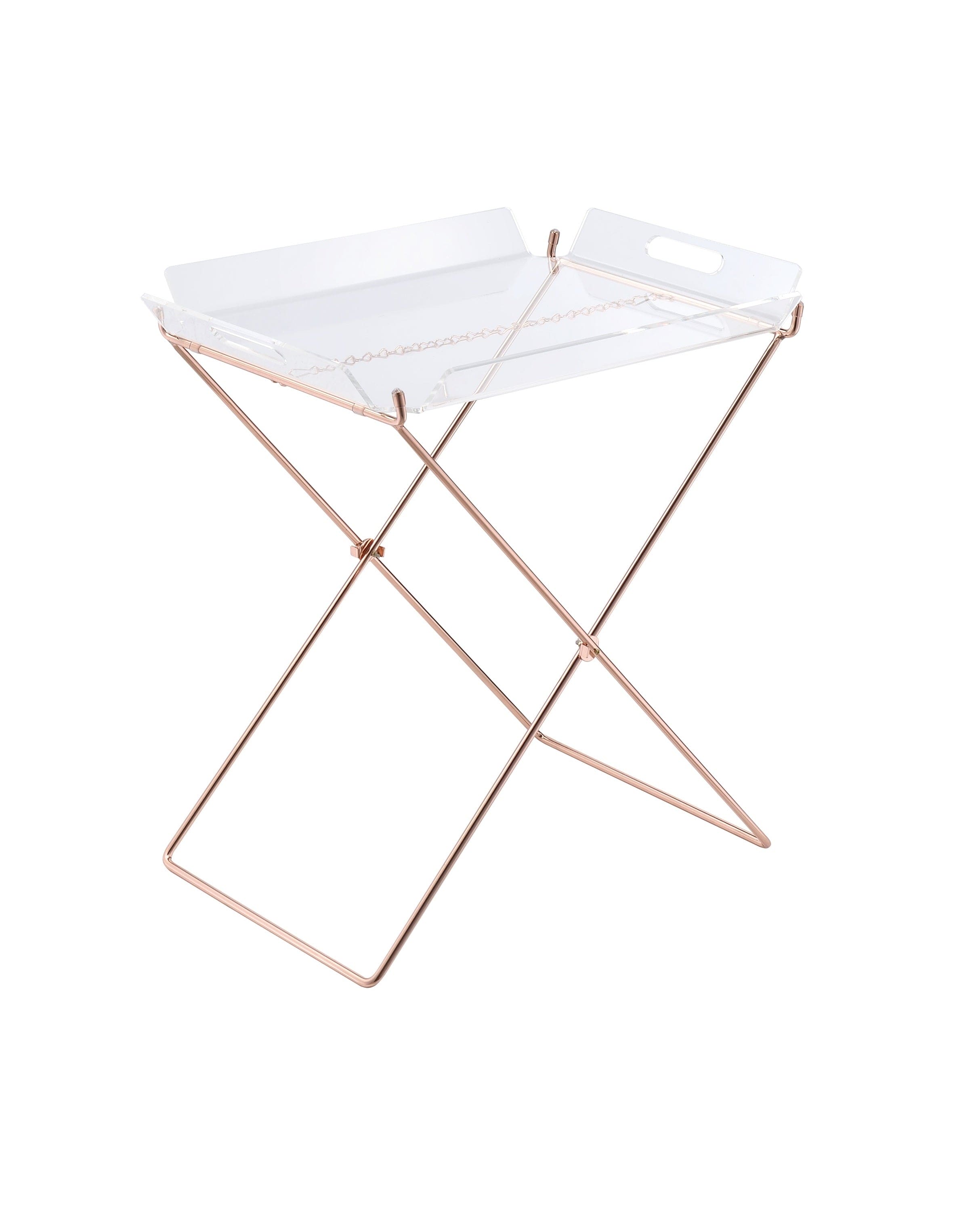 ACME Cercie Tray Table in Clear Acrylic & Copper 98189