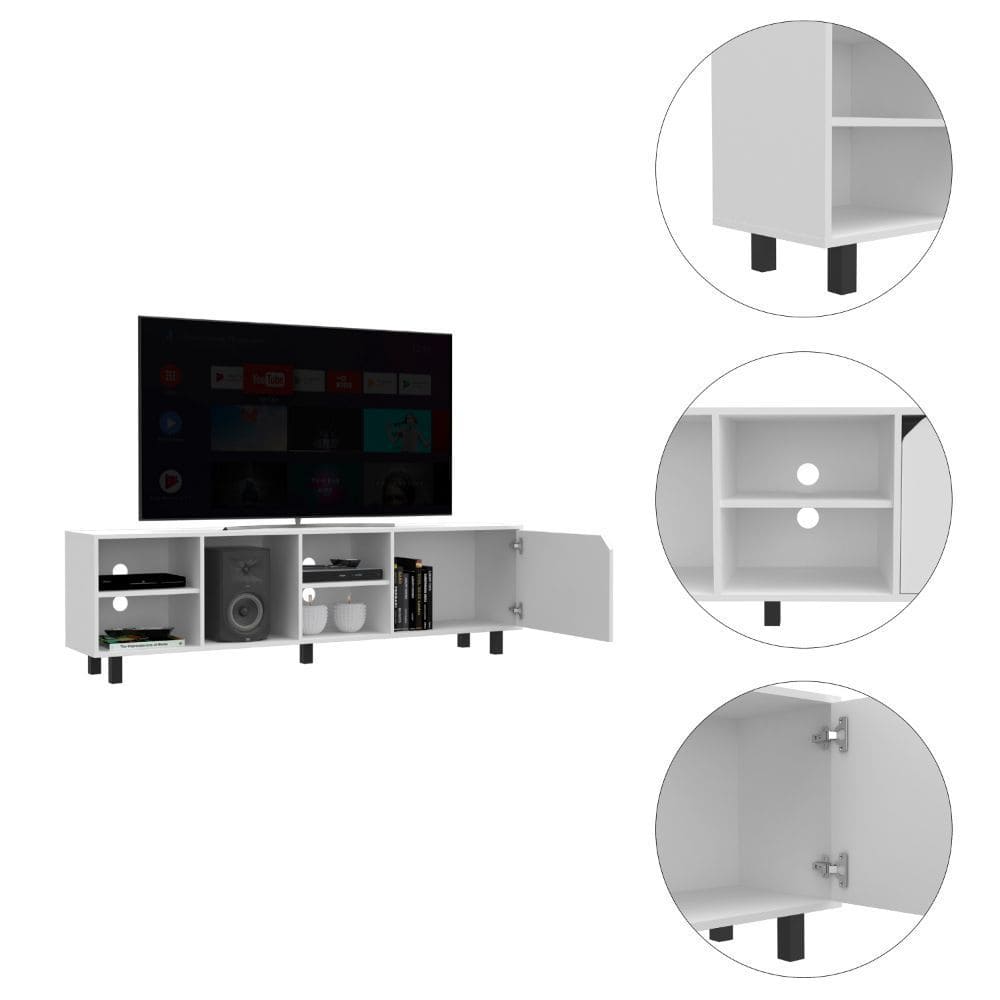 TV Stand for TV´s up 70" Estocolmo, Four Open Shelves, White Finish