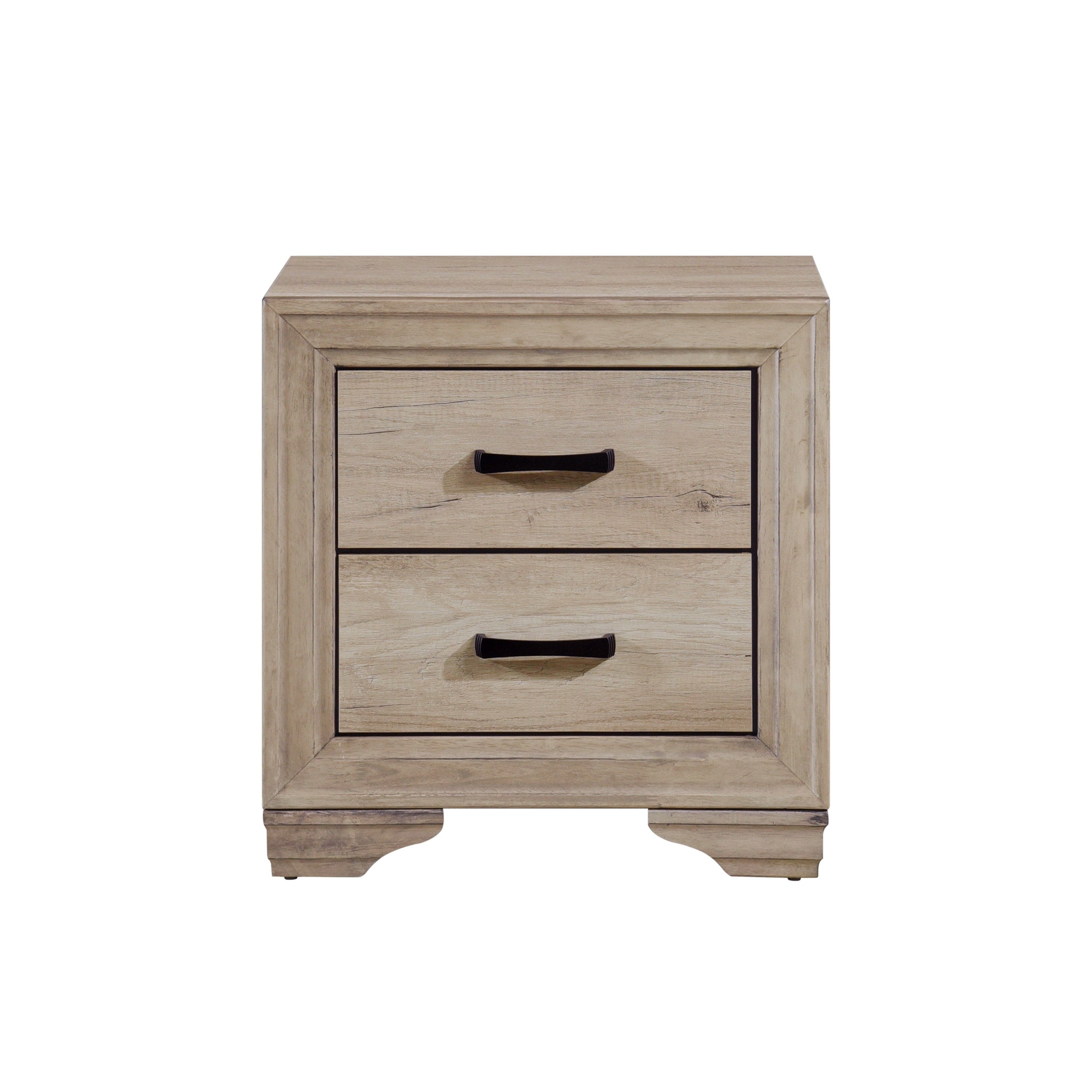 Contemporary Bedroom Furniture 1pc Nightstand of Drawers Natural Finish Melamine Laminate Bed Side Table