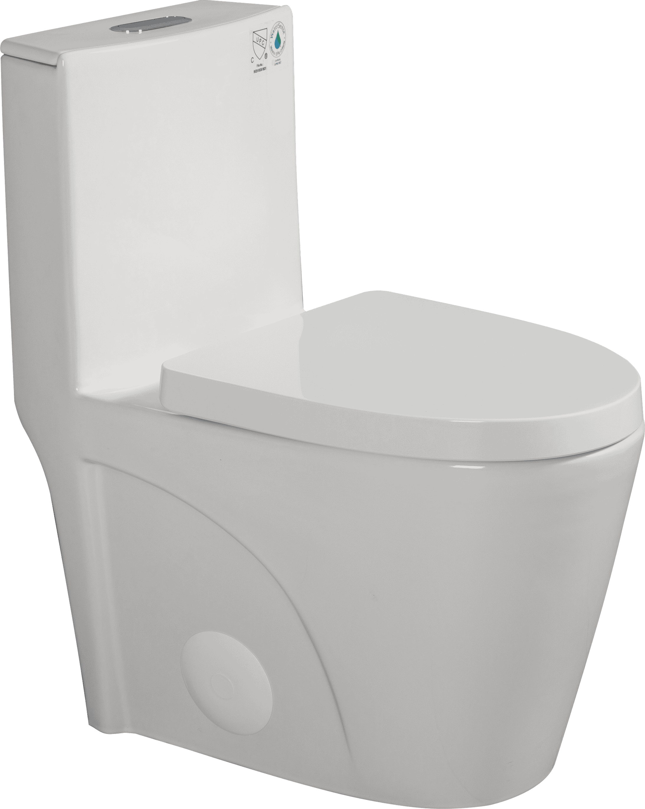 1.1/1.6 GPF Dual Flush 1-Piece Elongated Toilet with Soft-Close Seat - Gloss White,  Water-Saving, Modern, Stylish Design 23T01-GW