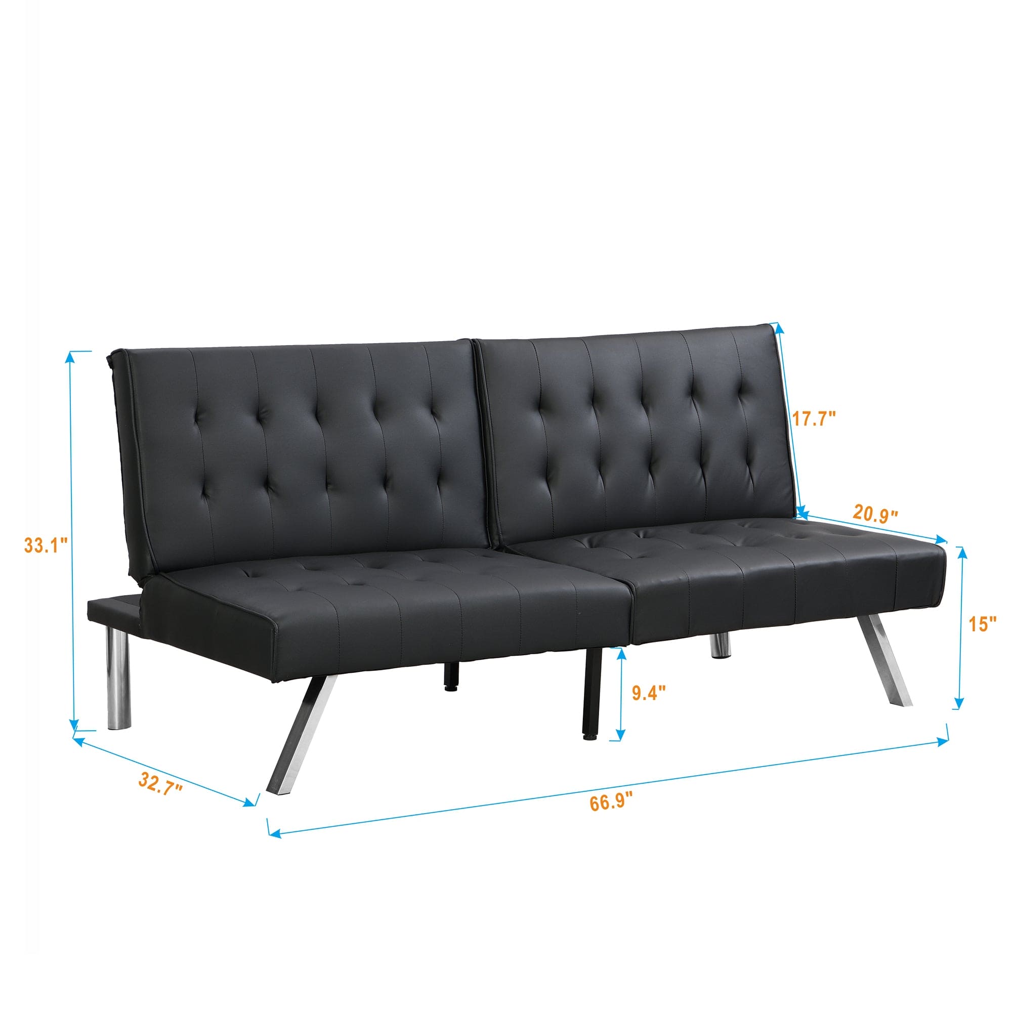 sofa bed black pvc