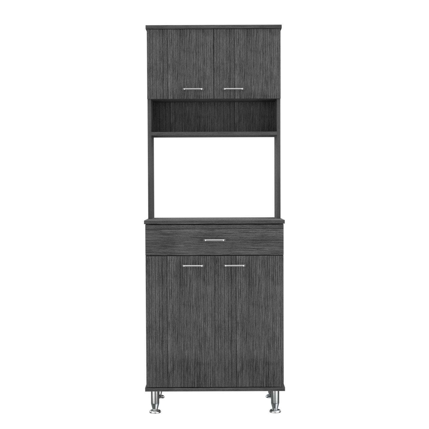 DEPOT E-SHOP Helis 60 Pantry Double Door Cabinet, One Drawer, Four Legs, Three Shelves , Smokey Oak