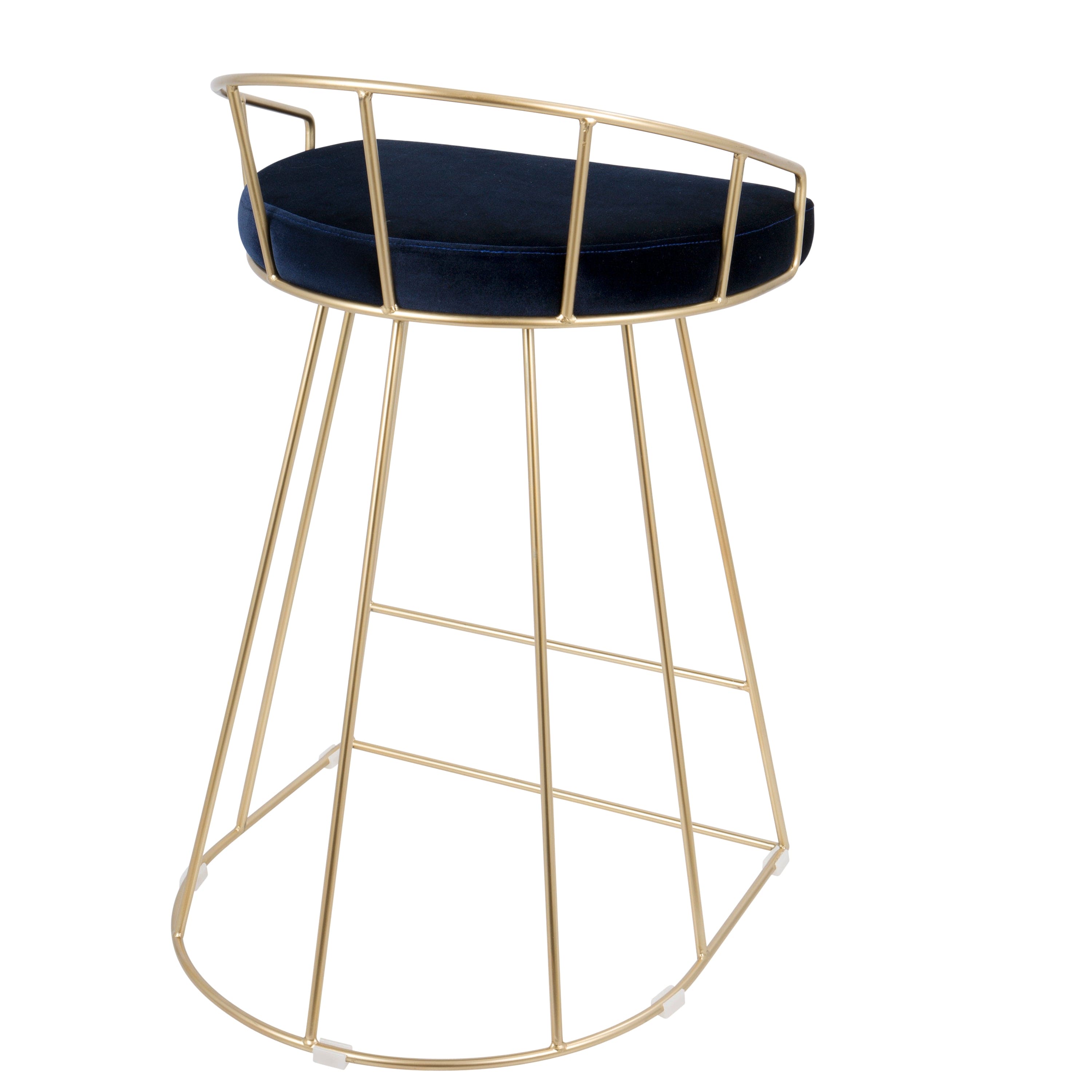 Canary Contemporary-Glam Counter Stool in Gold with Blue Velvet by LumiSource - Set of 2