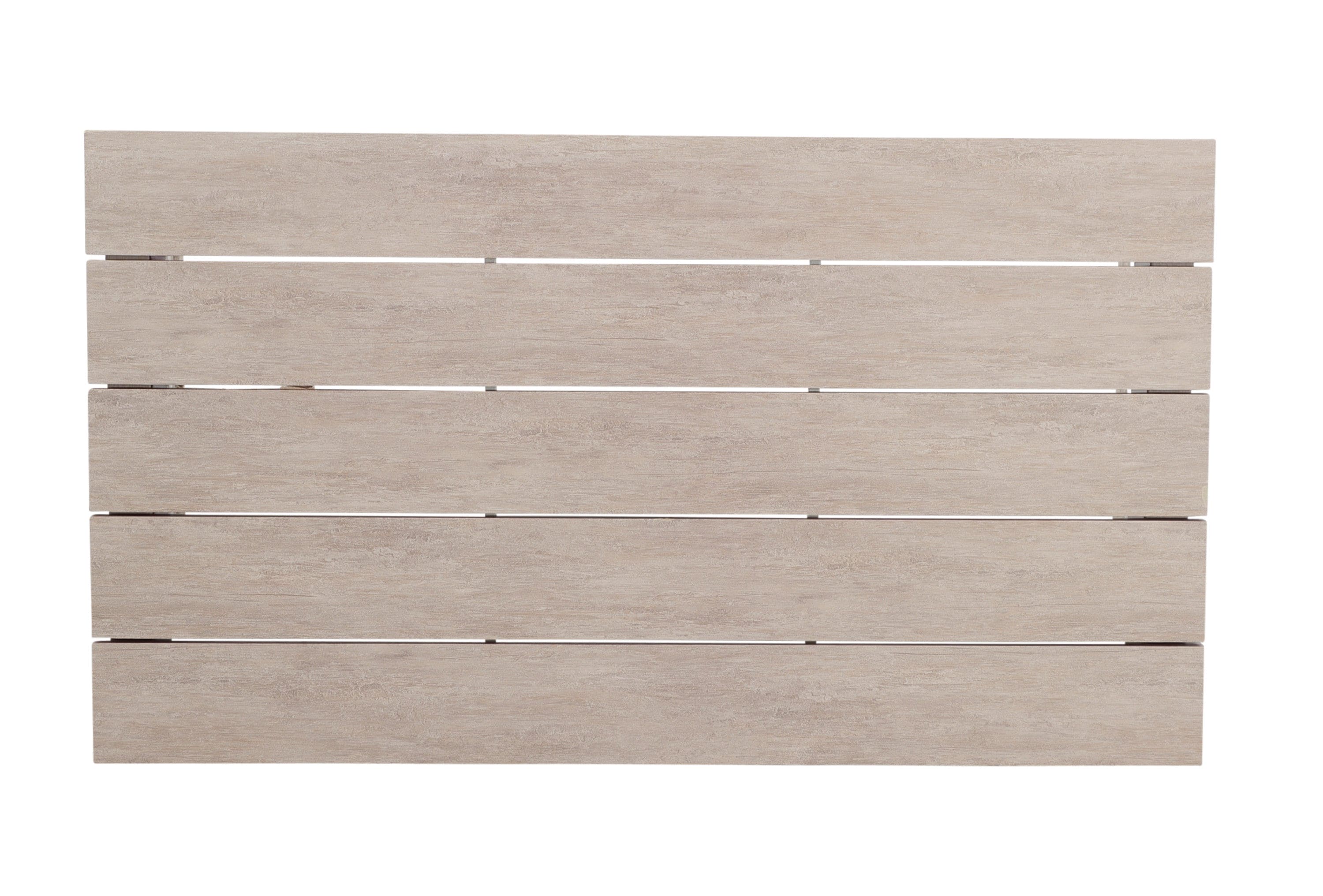 Durable Aluminum Coffee Table - Solid Construction, Weather-Resistant Surface - Whitewashed Birch Look, Dual Stretchers