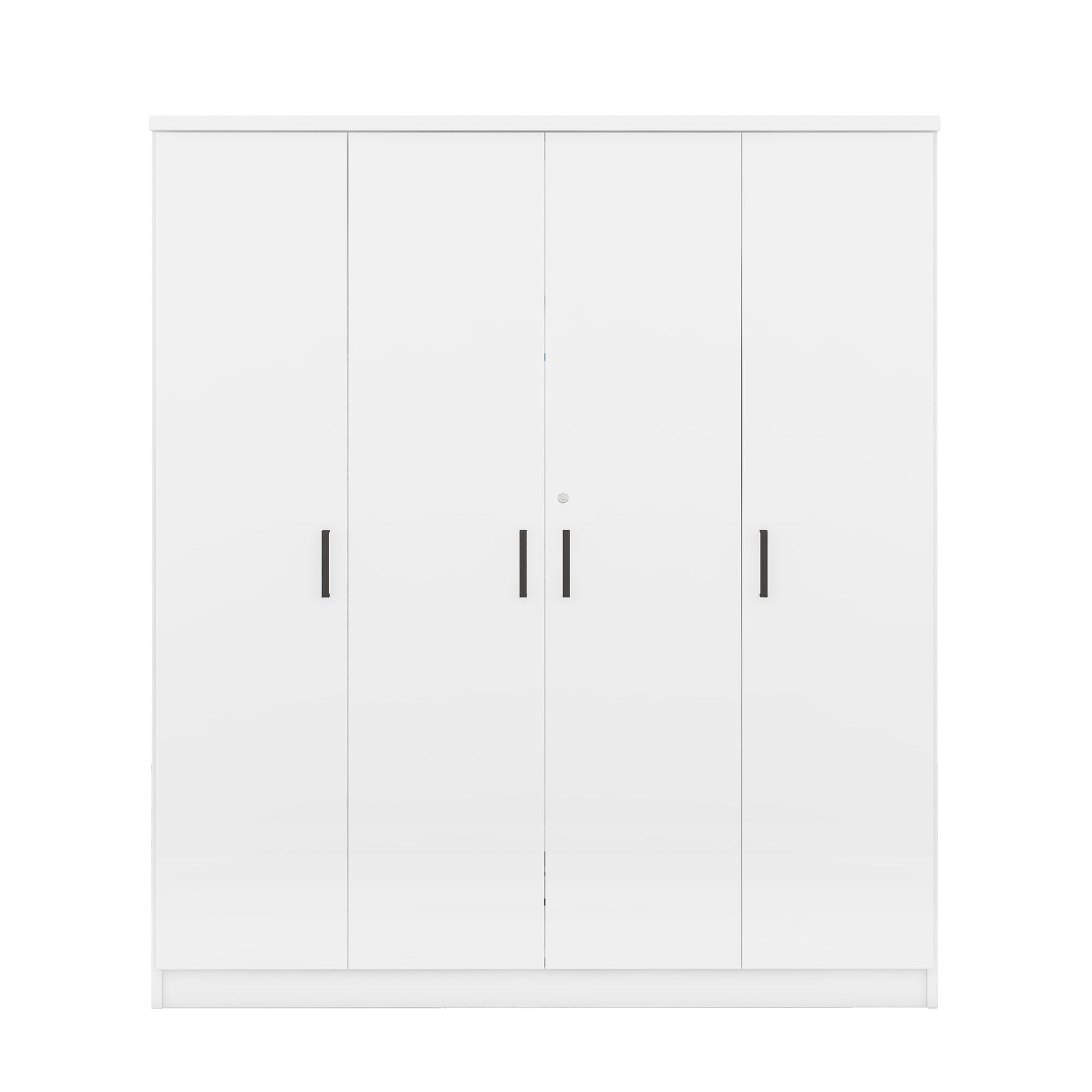 4-Door Wardrobe with 1 Drawer, White