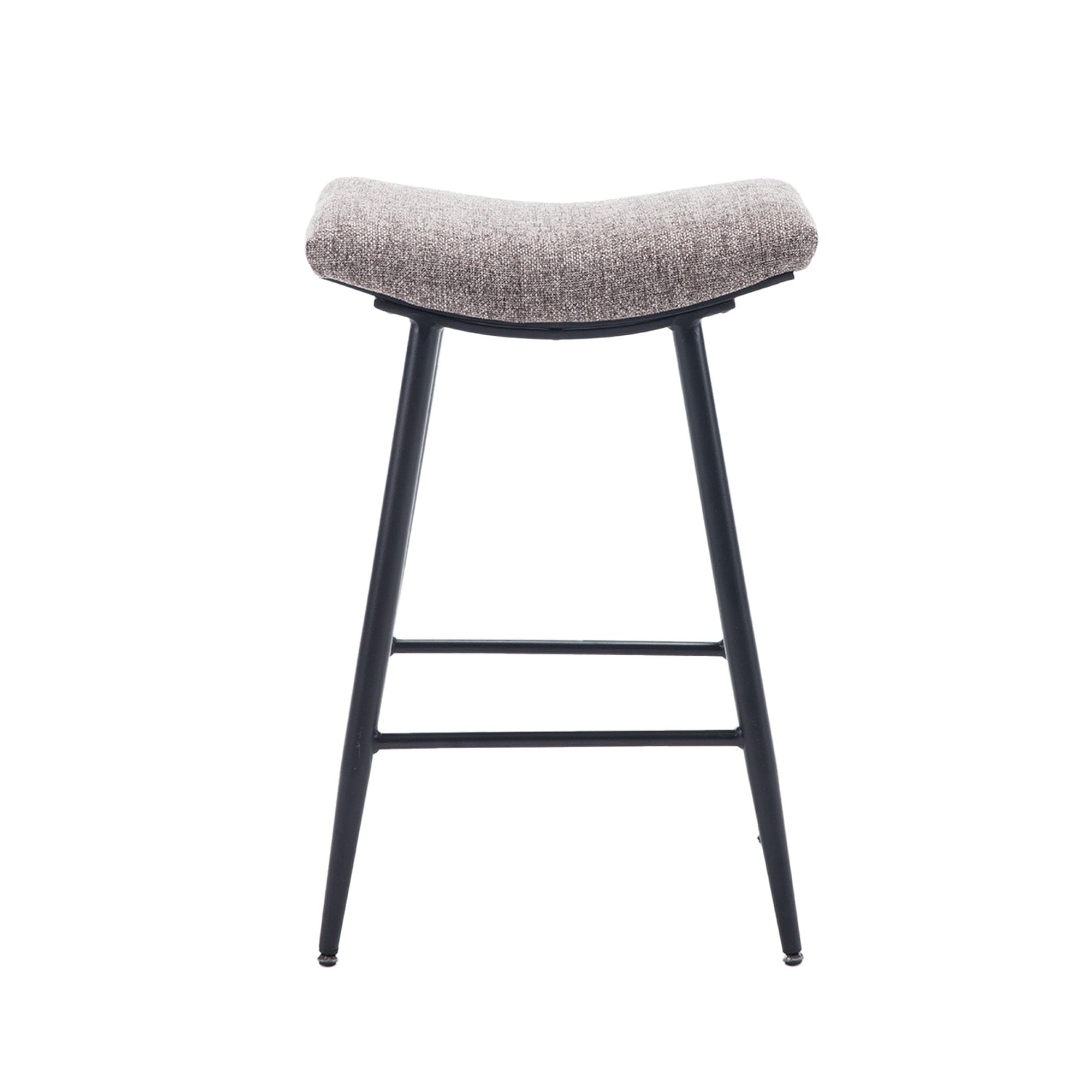 Bar Stools Set of 2 Armless Counter Low Bar Stools Without Back Modern Linen fabric Breakfast Stools with Metal Leg and Footrest,Coffee