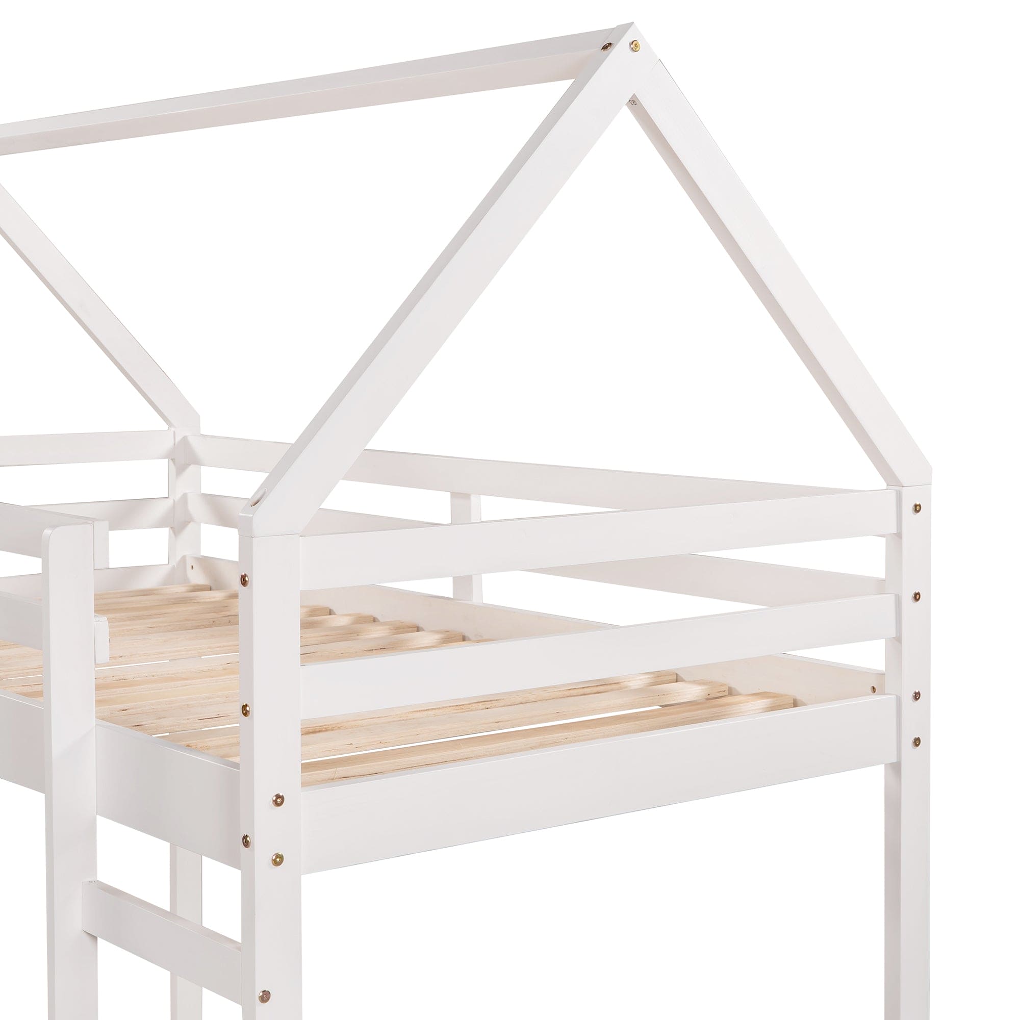 Twin Size Loft Bed with Slide, House Bed with Slide,White(OLD SKU :WF281158AAK)