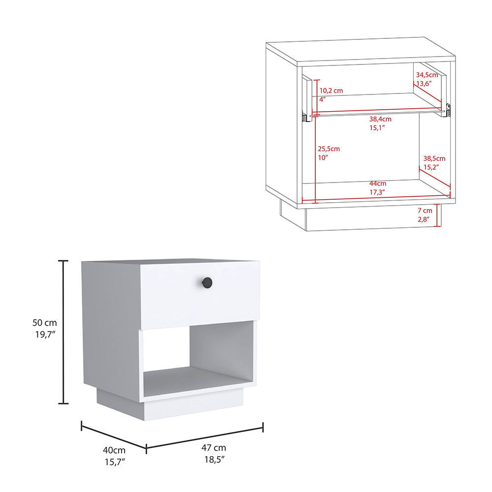 Nightstand Viliigili, One Drawer, White Finish