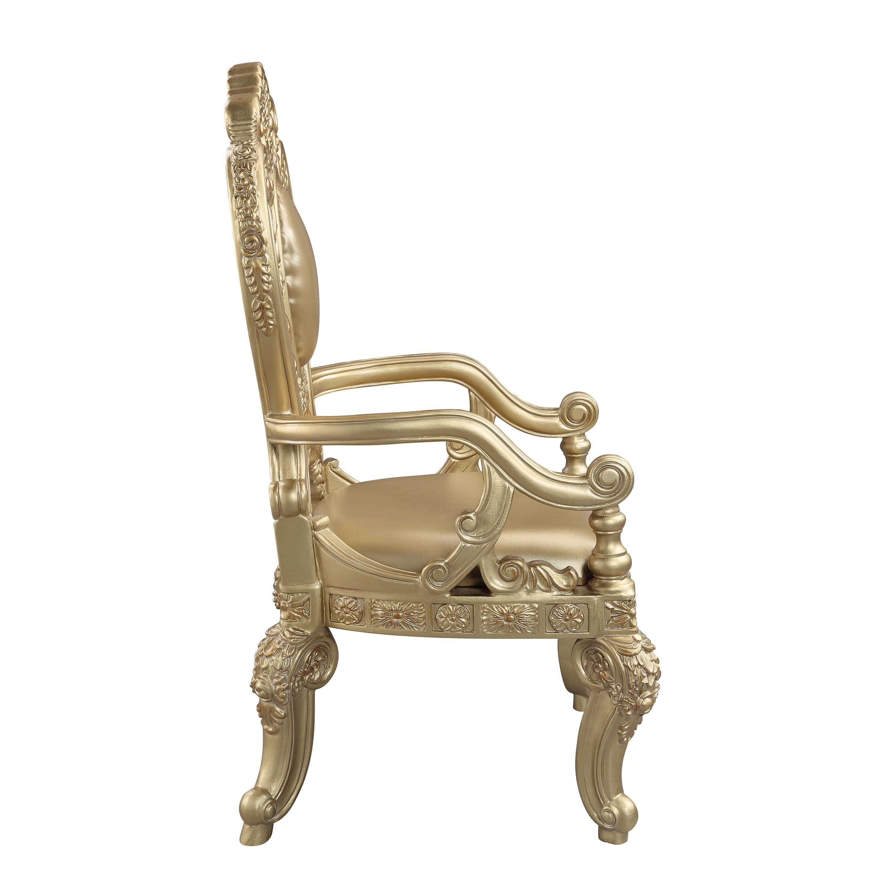 ACME Seville Arm Chair (1Pc/1Ctn), Tan PU & Gold Finish DN00459